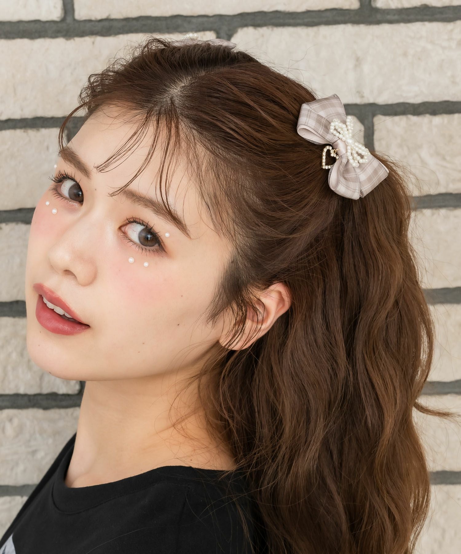 シアーチェックパールリボンクリップセット | Rlab store