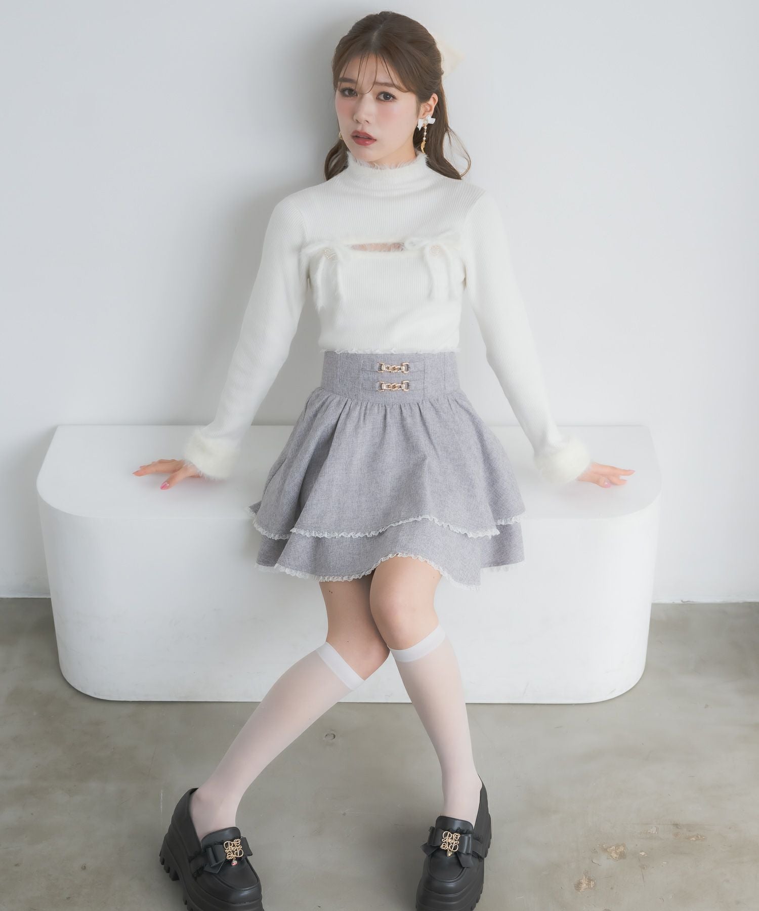 ★決まりました★【洋服まとめうり】全15着！！10代後半〜20代前半　レディーズ　台形スカート　可愛い ROJITA（ロジータ） スカート 「セットアップ対応」クロスリボン