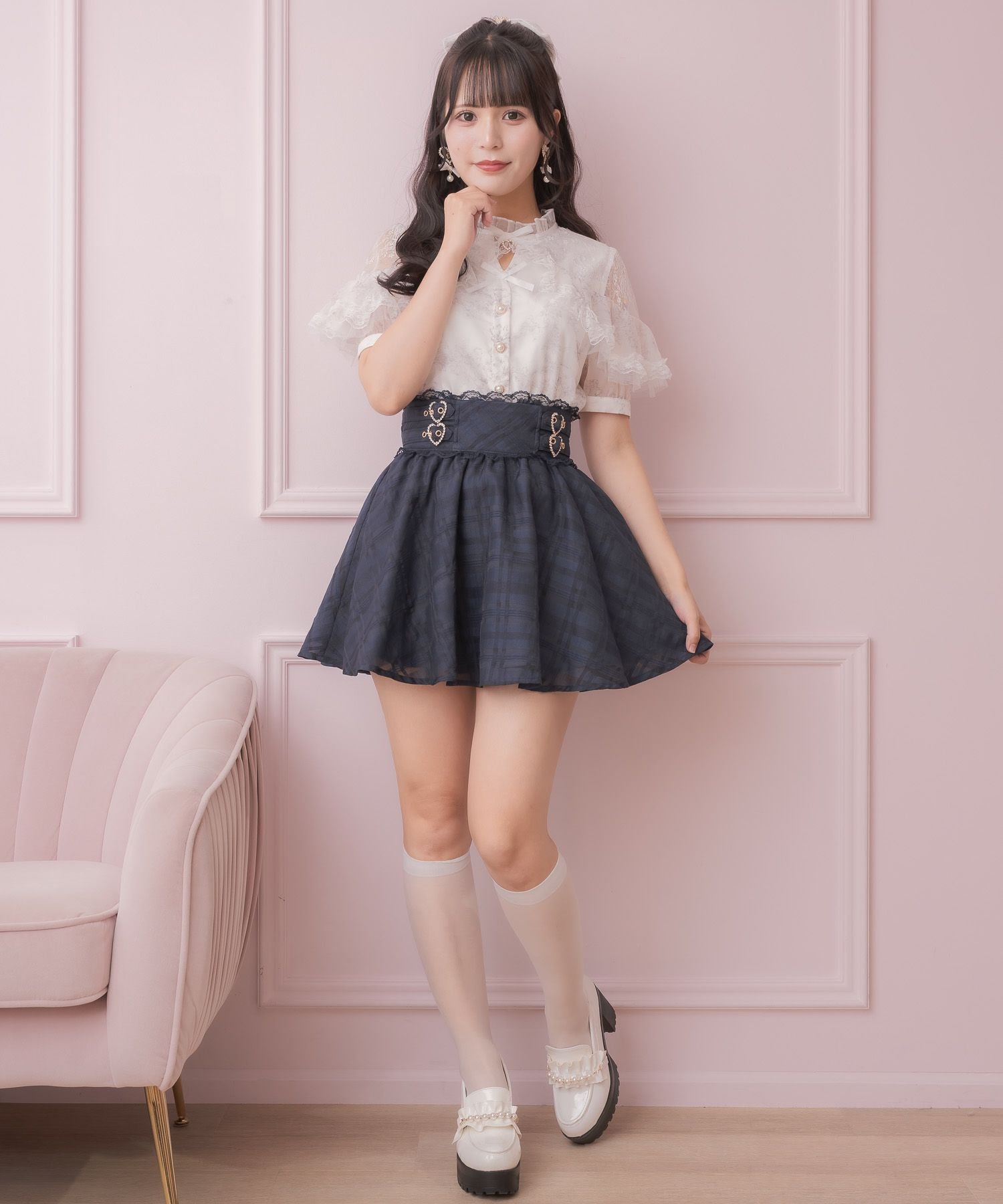 ハートバックルシアーチェックスカート | Rlab store