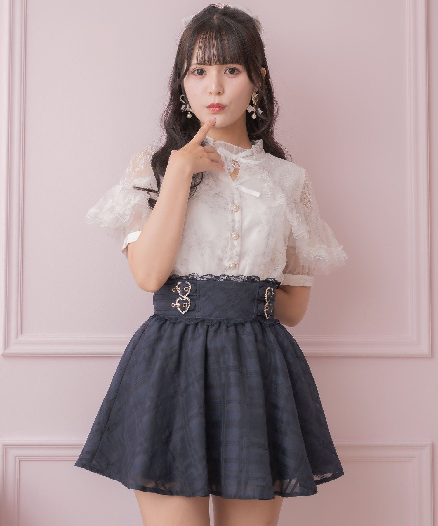 ハートバックルシアーチェックスカート | Rlab store