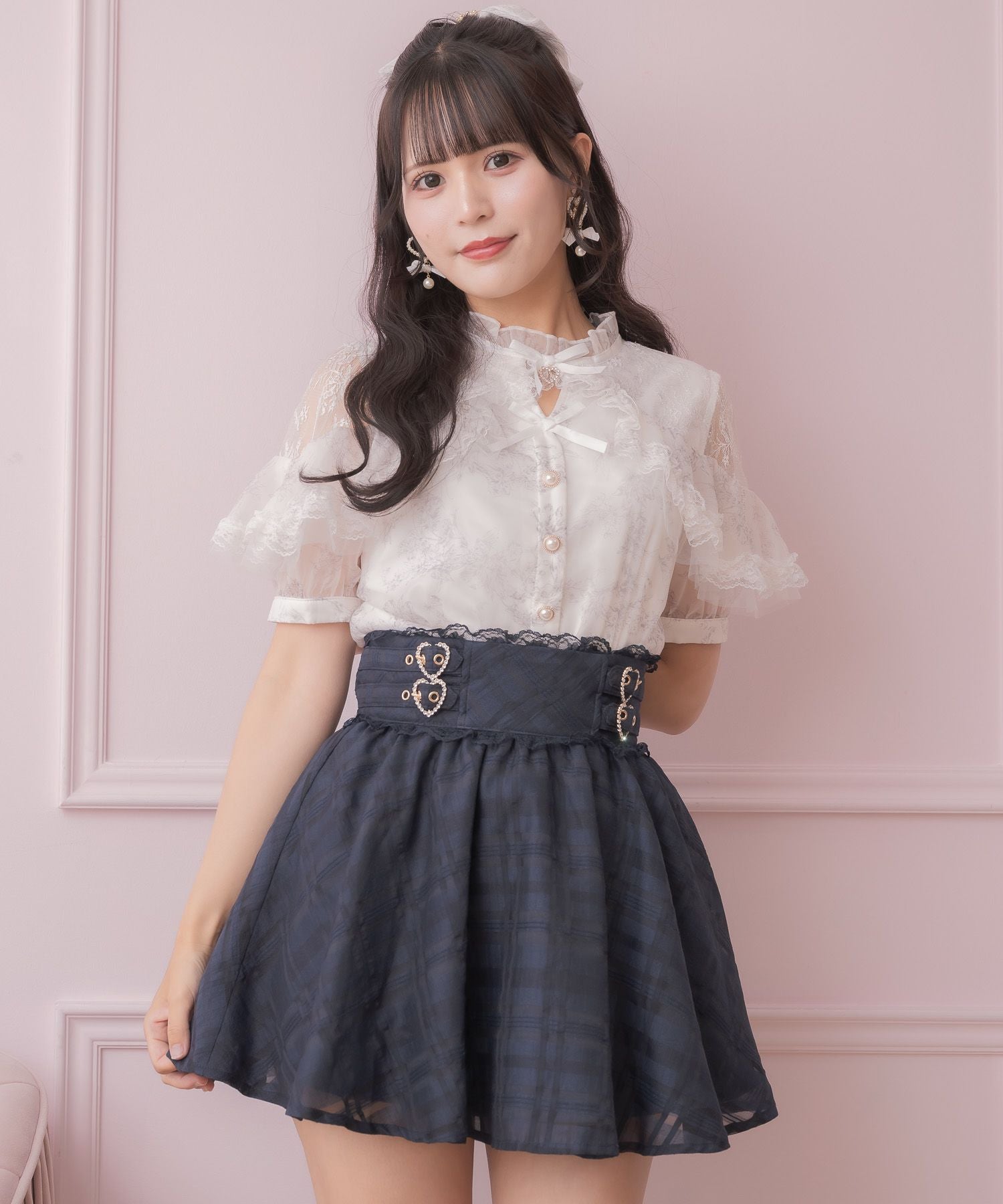 ハートバックルシアーチェックスカート | Rlab store
