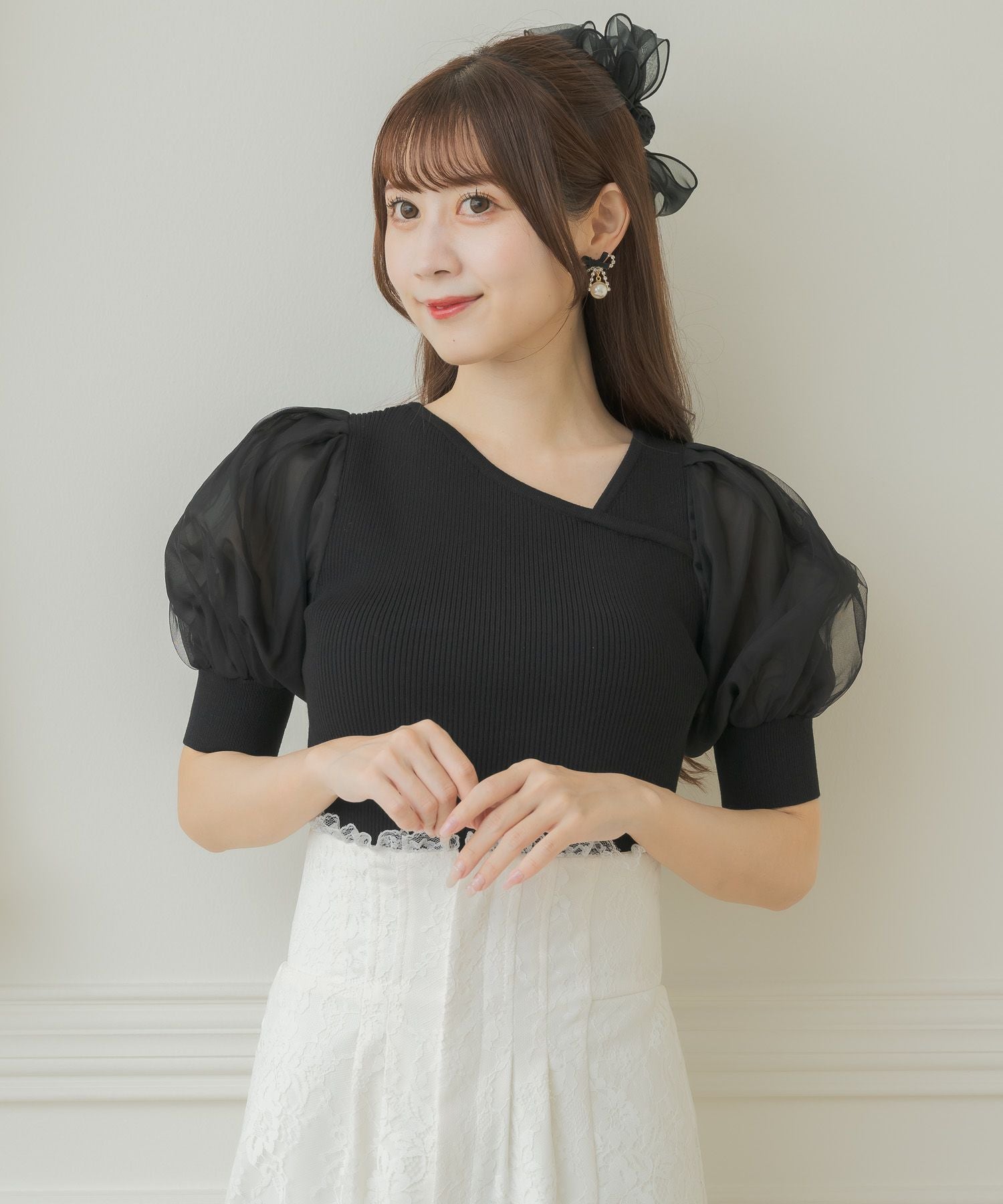 アシメデコルテ開きニット | Rlab store