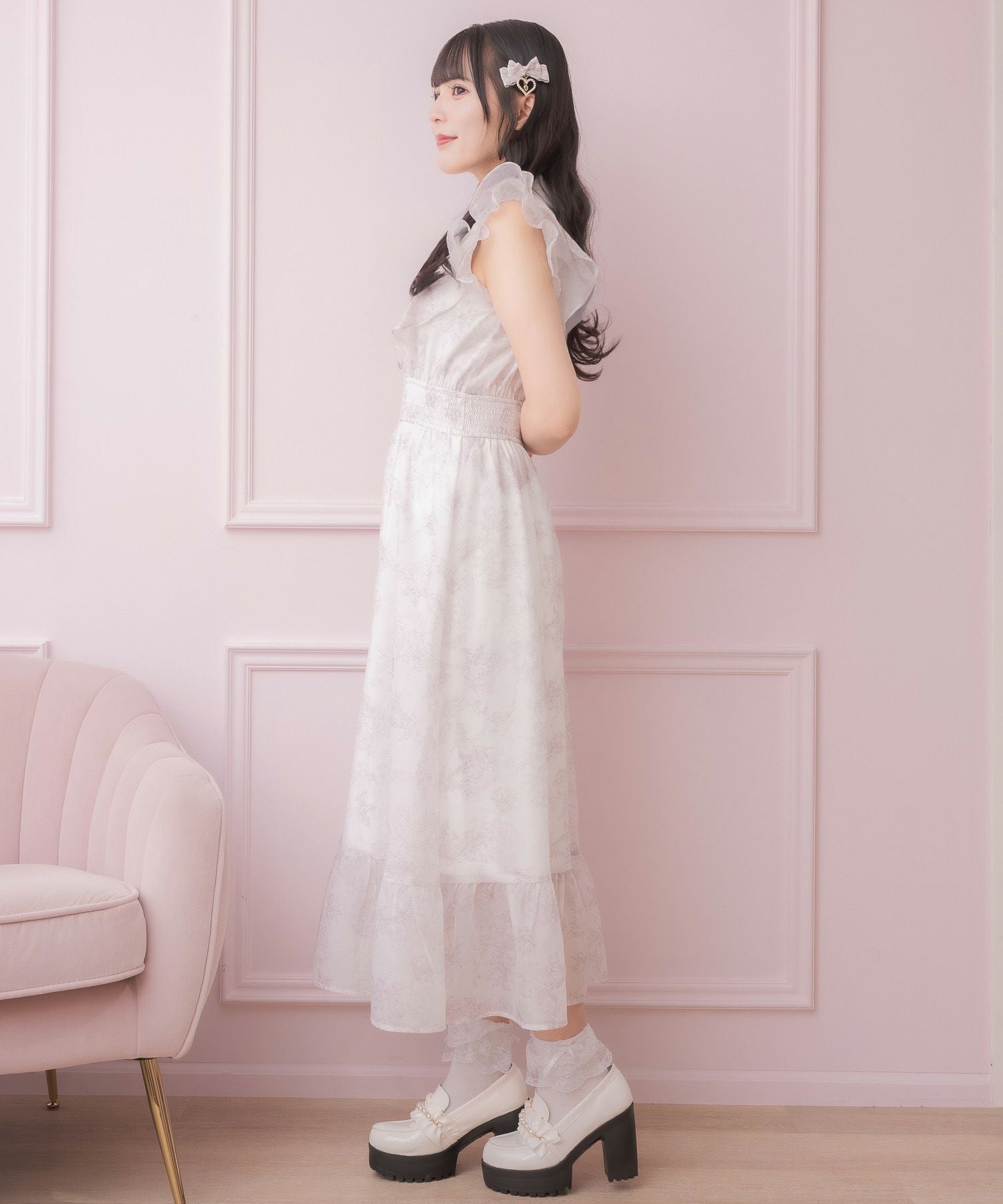 フリルスリーブ花柄ロングワンピース | Rlab store