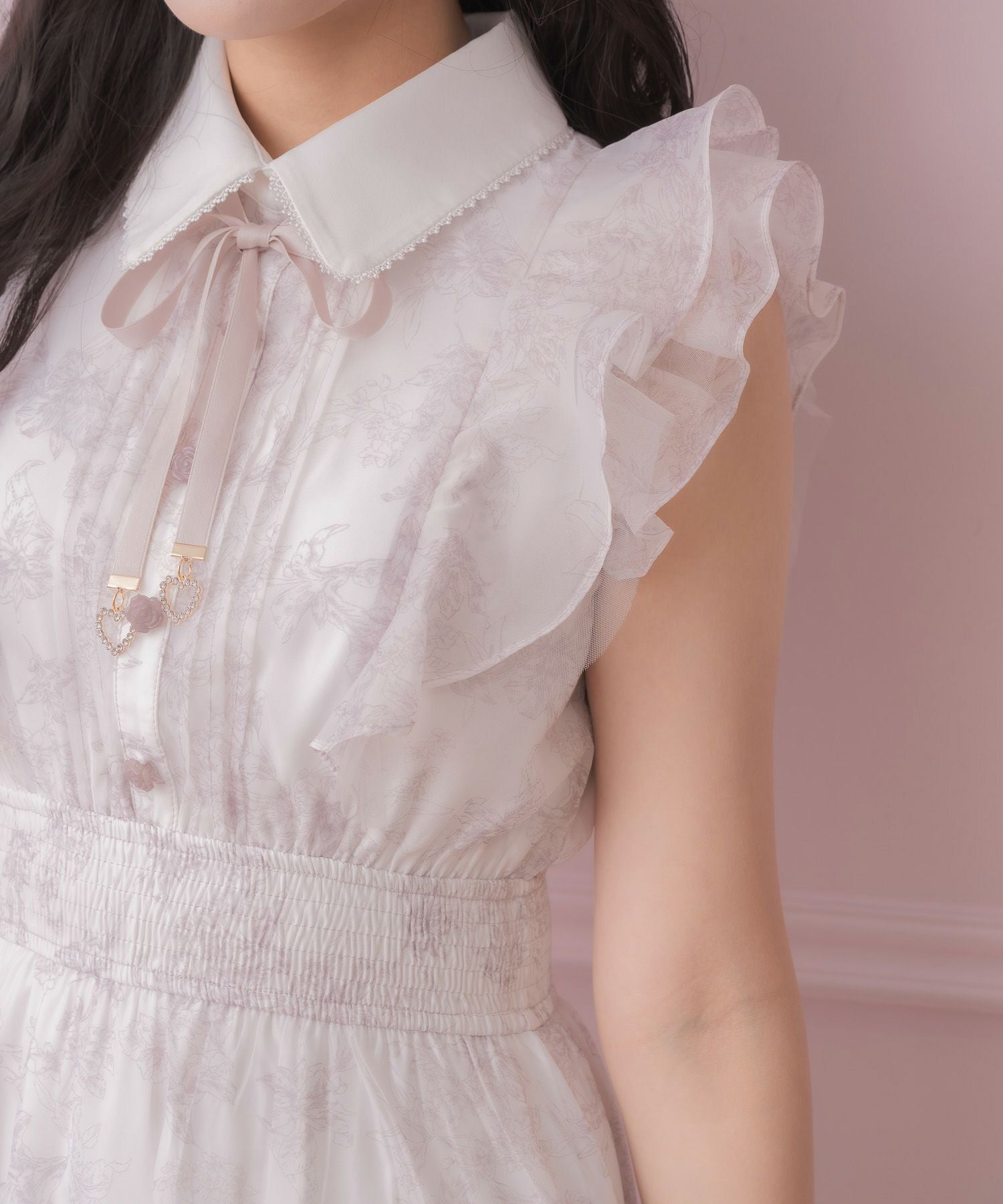 フリルスリーブ花柄ロングワンピース | Rlab store