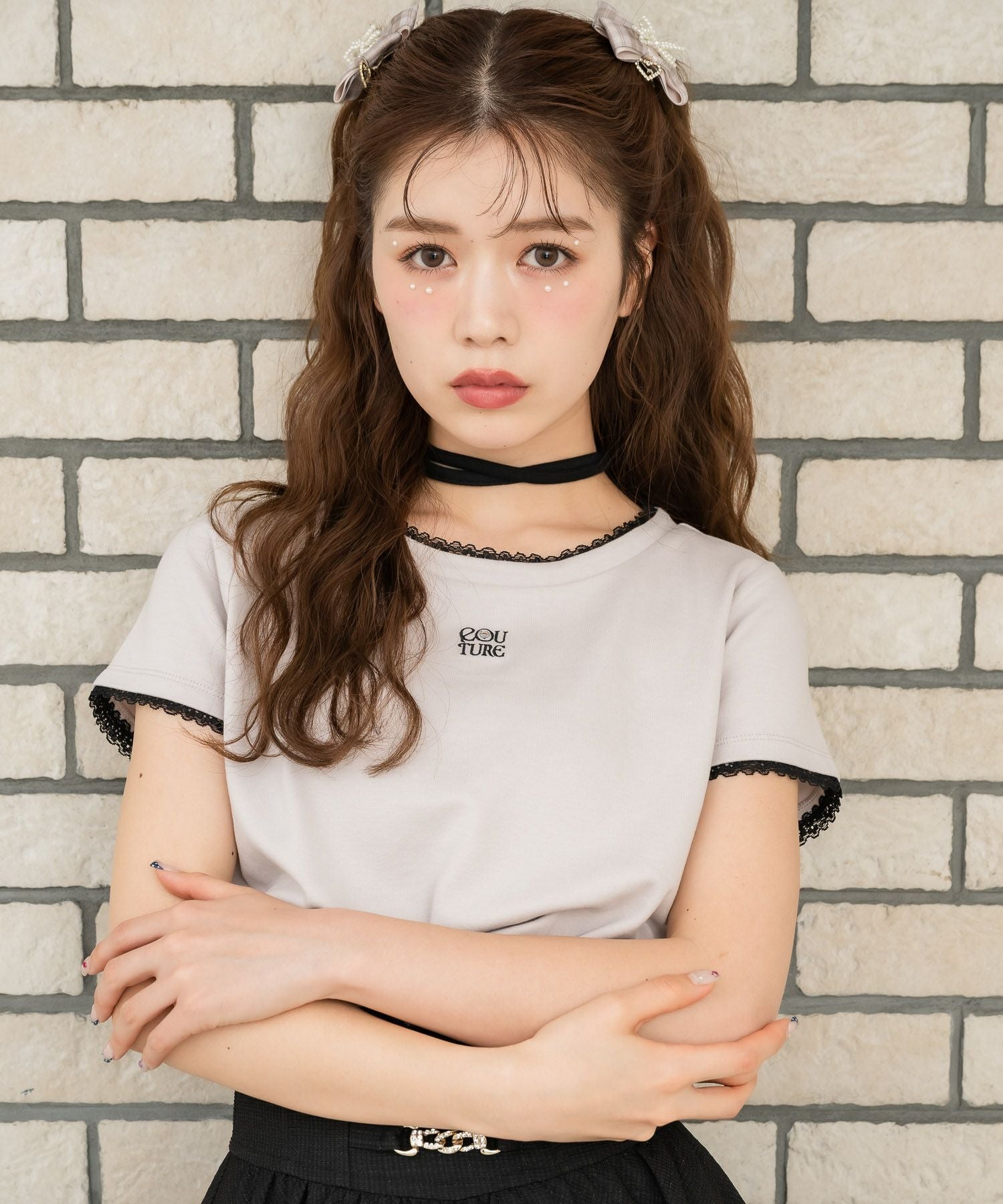 【未使用】Sheglit 刺繍入りチョーカー付き カットソー チョーカー刺繍Tシャツ | Rlab store
