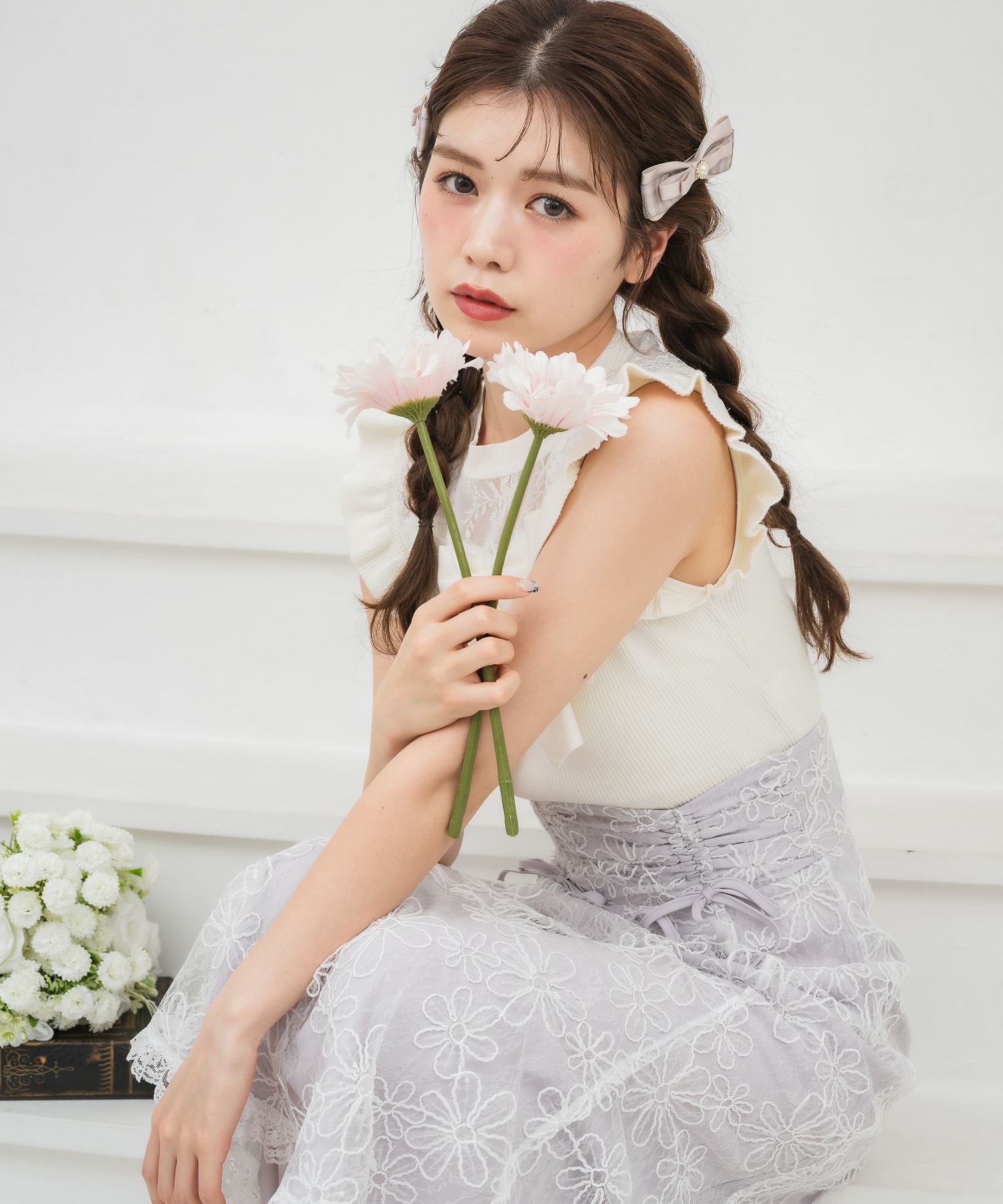スカート諸々 フラワー刺繍レーシースカート | Rlab store