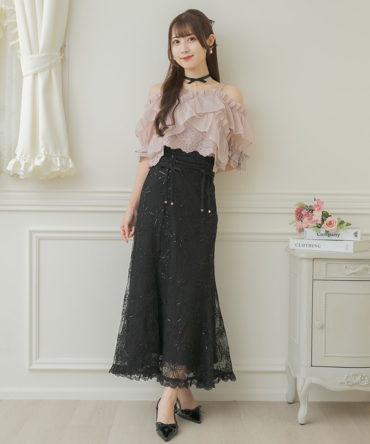 フラワー刺繍レーシースカート | Rlab store