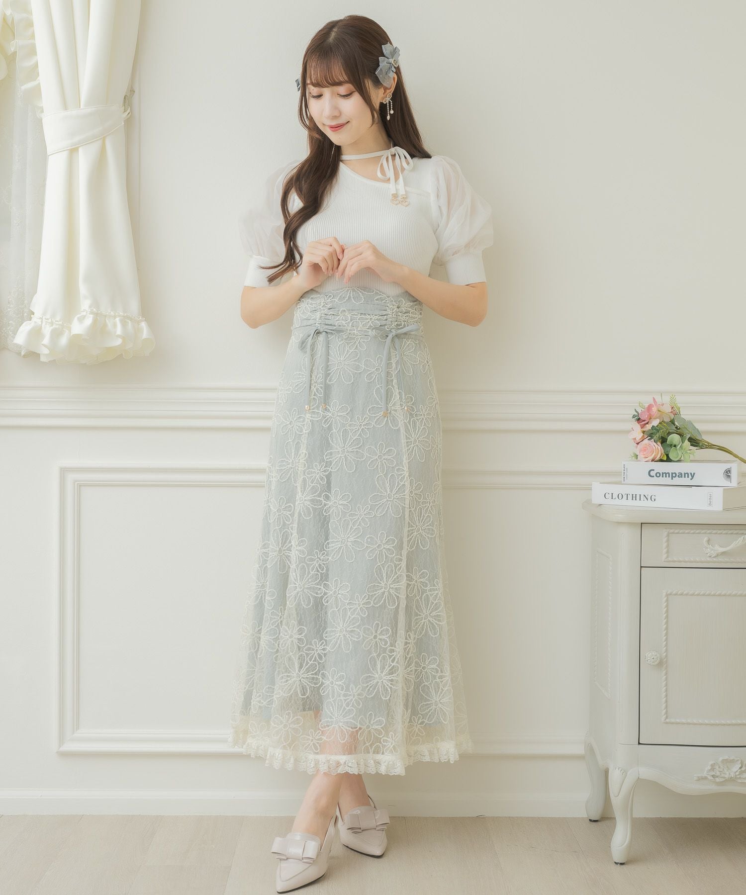 フラワー刺繍レーシースカート | Rlab store