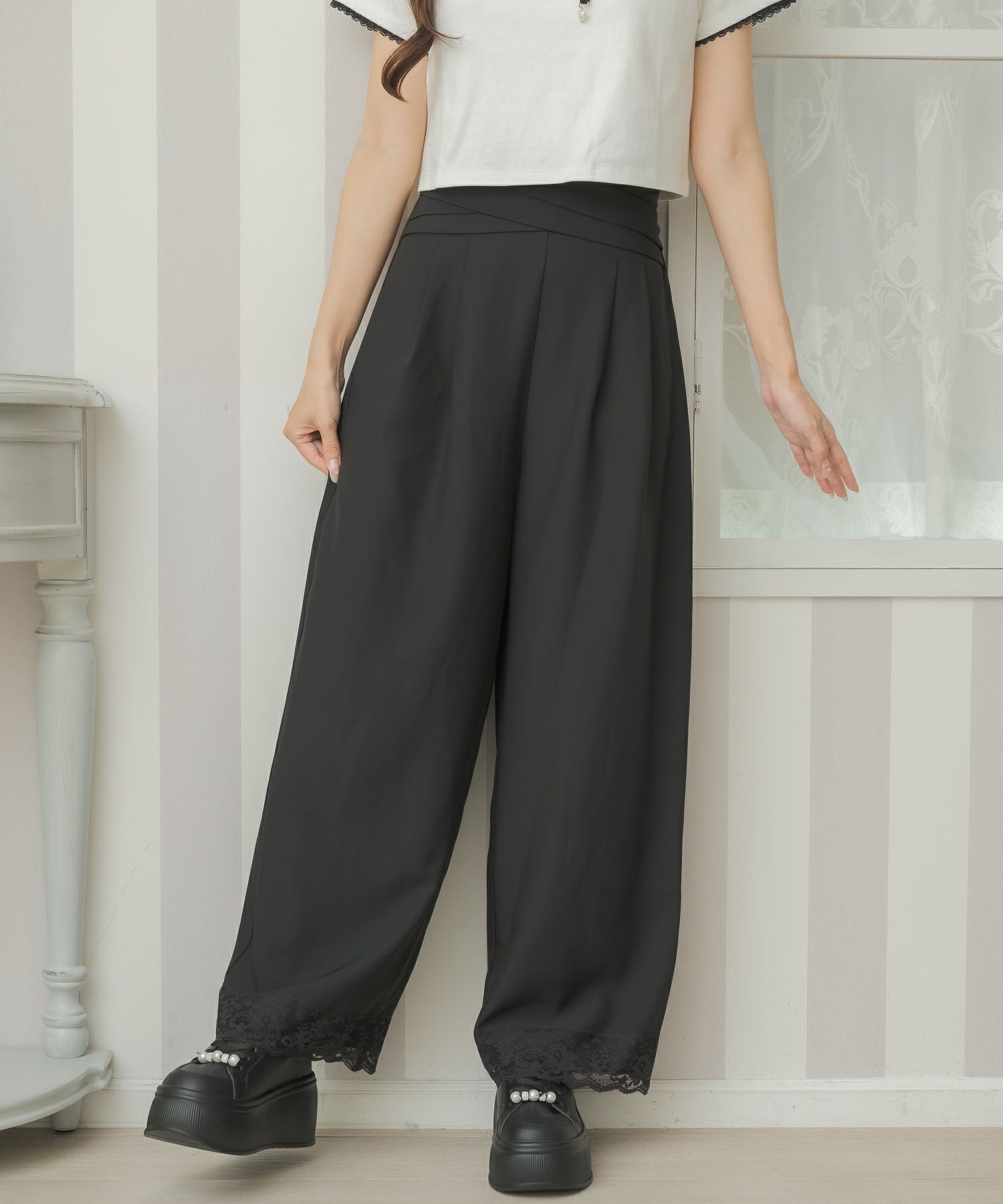 ウエストデザインワイドパンツ | Rlab store