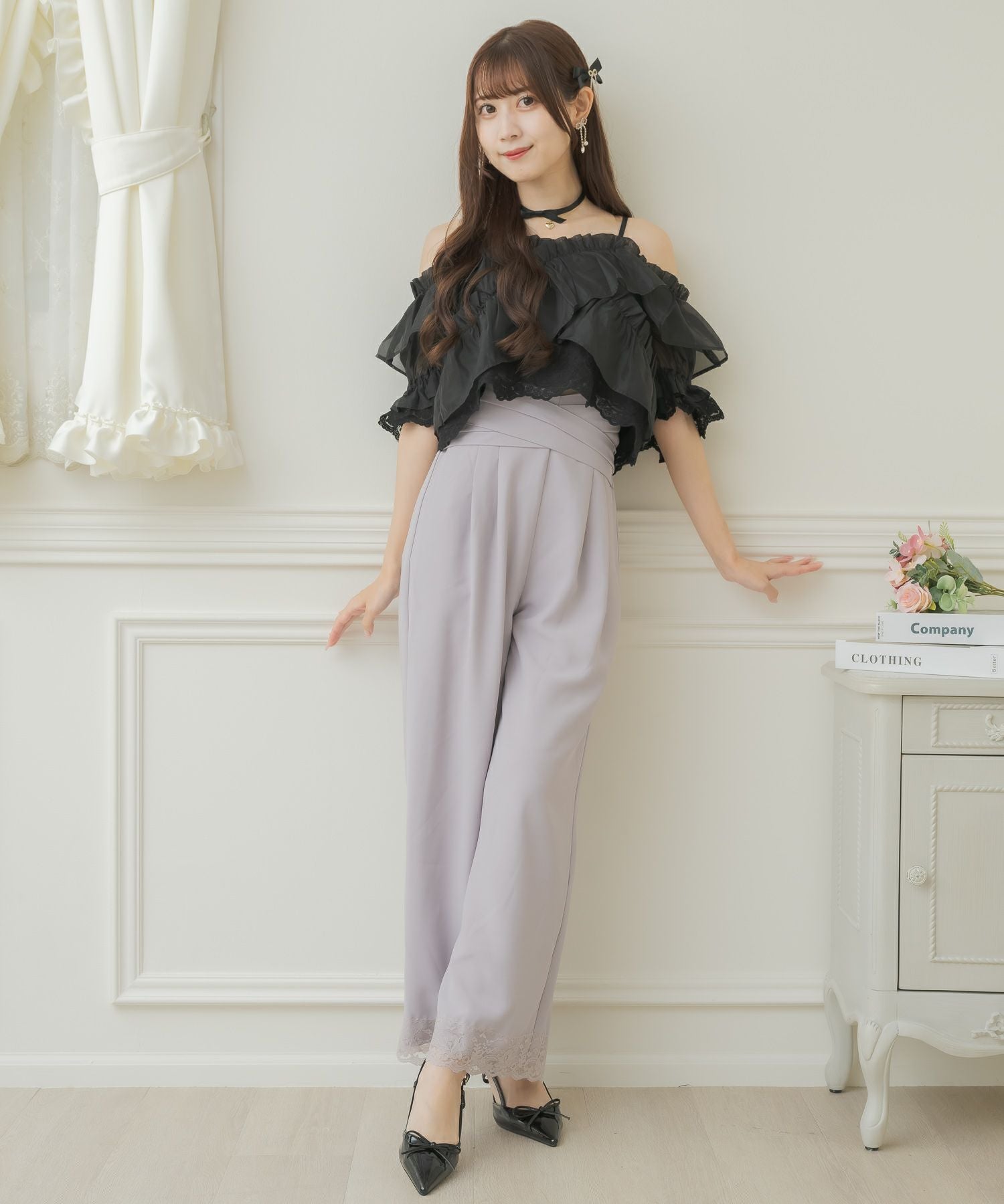 ウエストデザインワイドパンツ | Rlab store