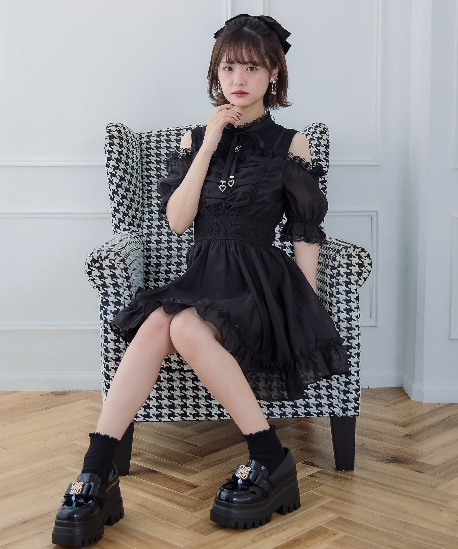 オフィショルレイヤードワンピース レイヤード風オフショルワンピース | Rlab store