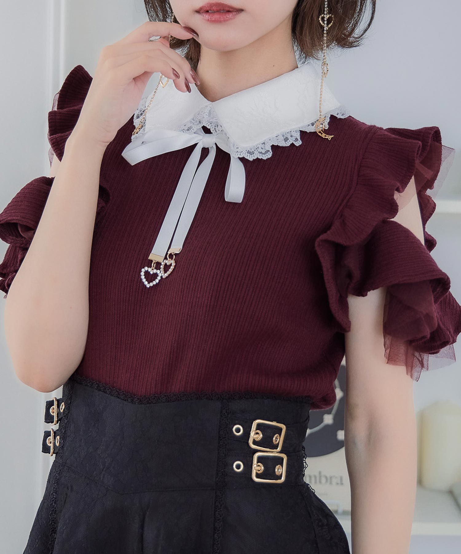 ショルダーラッフルフリルトップス | Rlab store