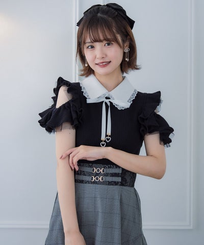 肩フリルフェザーブラウス | Rlab store