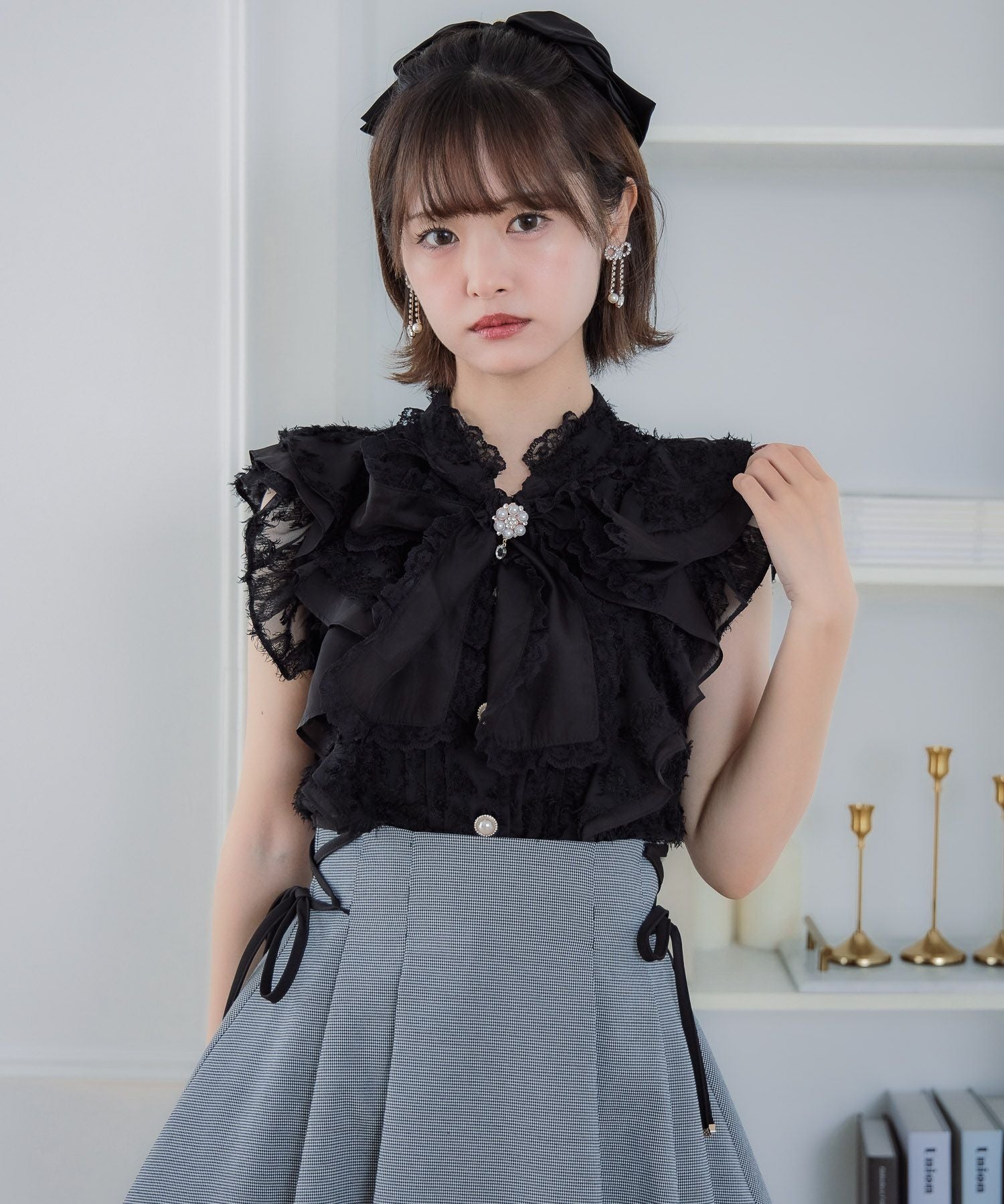 Riu Raffle ribbon blouse ブラック Rちゃん Riu Raffle ribbon blouse ブラック Rちゃん - メルカリ