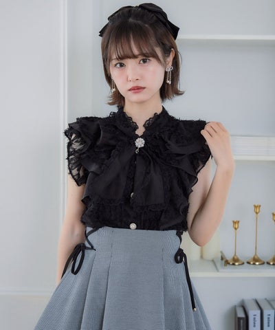 肩フリルフェザーブラウス | Rlab store