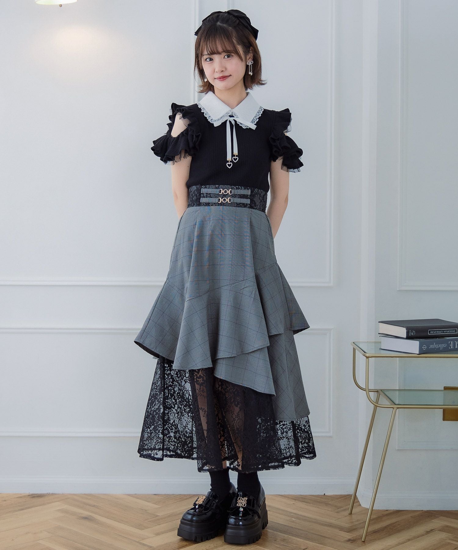 チェーンバックルレースレイヤードロングスカート | Rlab store