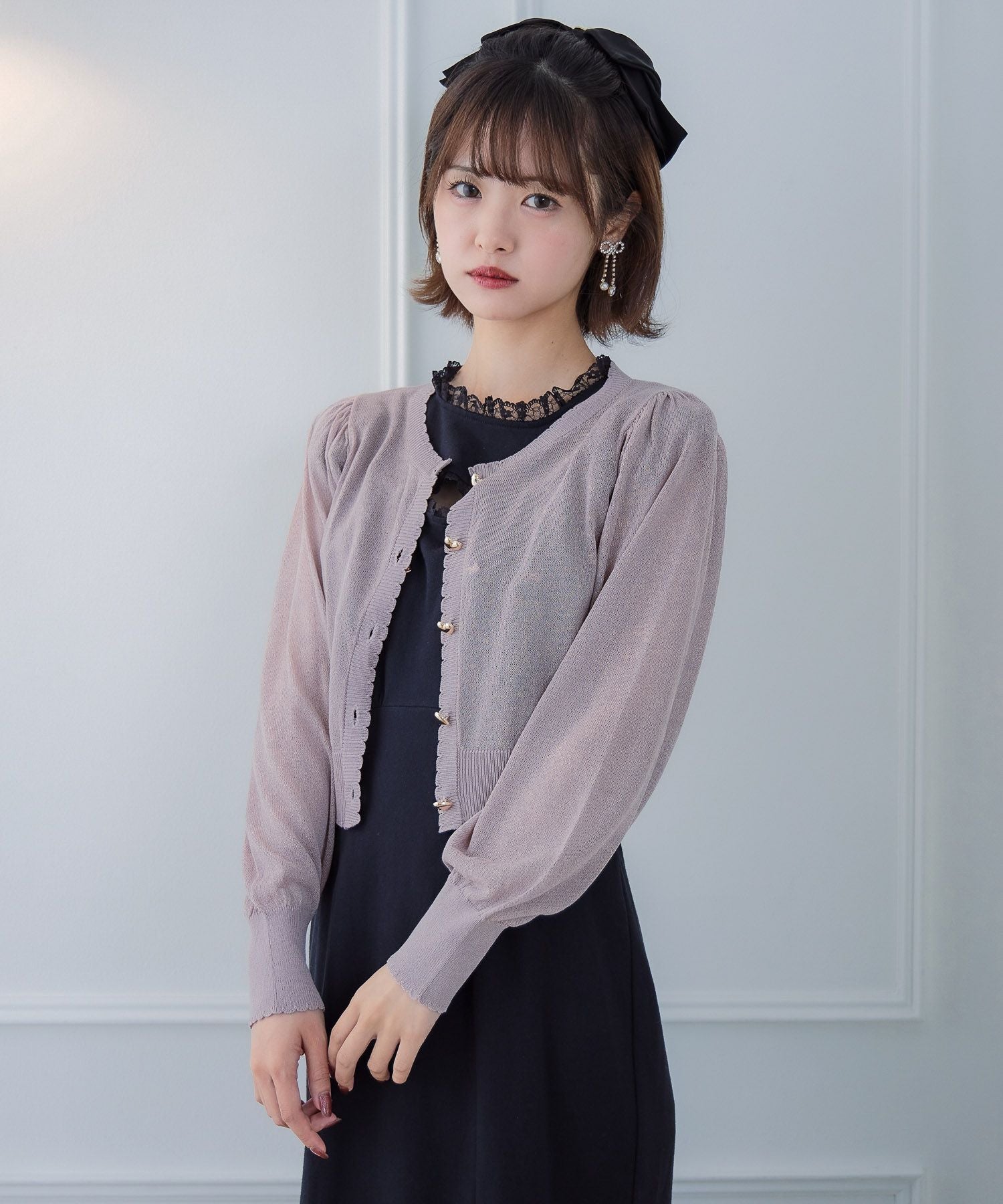 ハート釦シアーニットカーデ | Rlab store