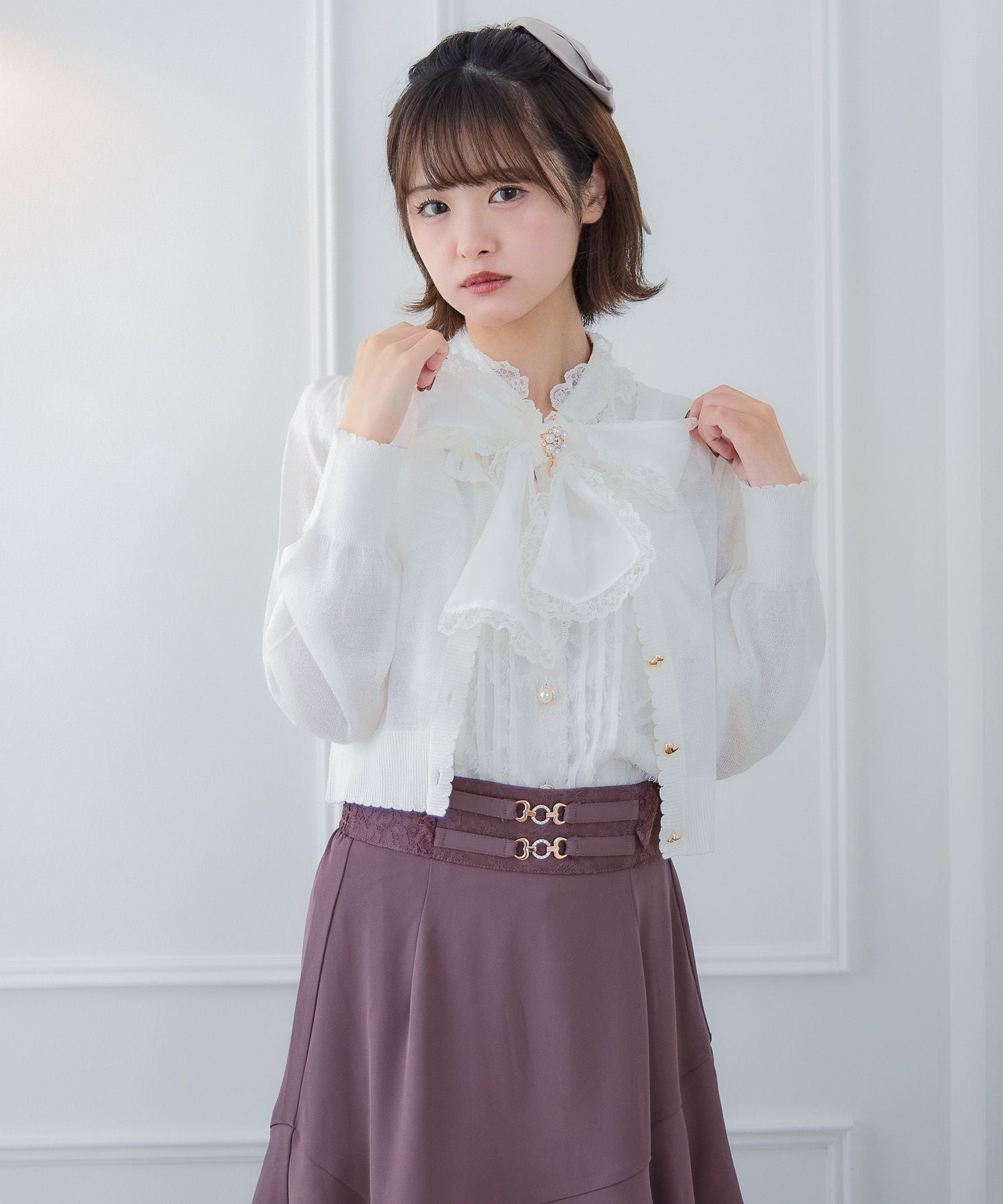 ハート釦シアーニットカーデ | Rlab store