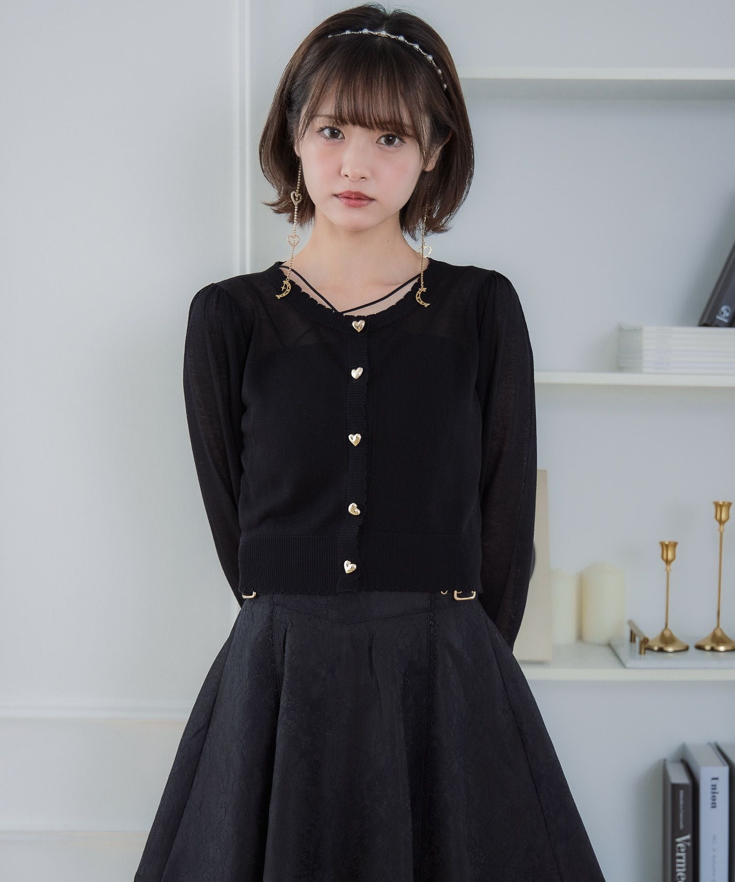 ハート釦シアーニットカーデ | Rlab store