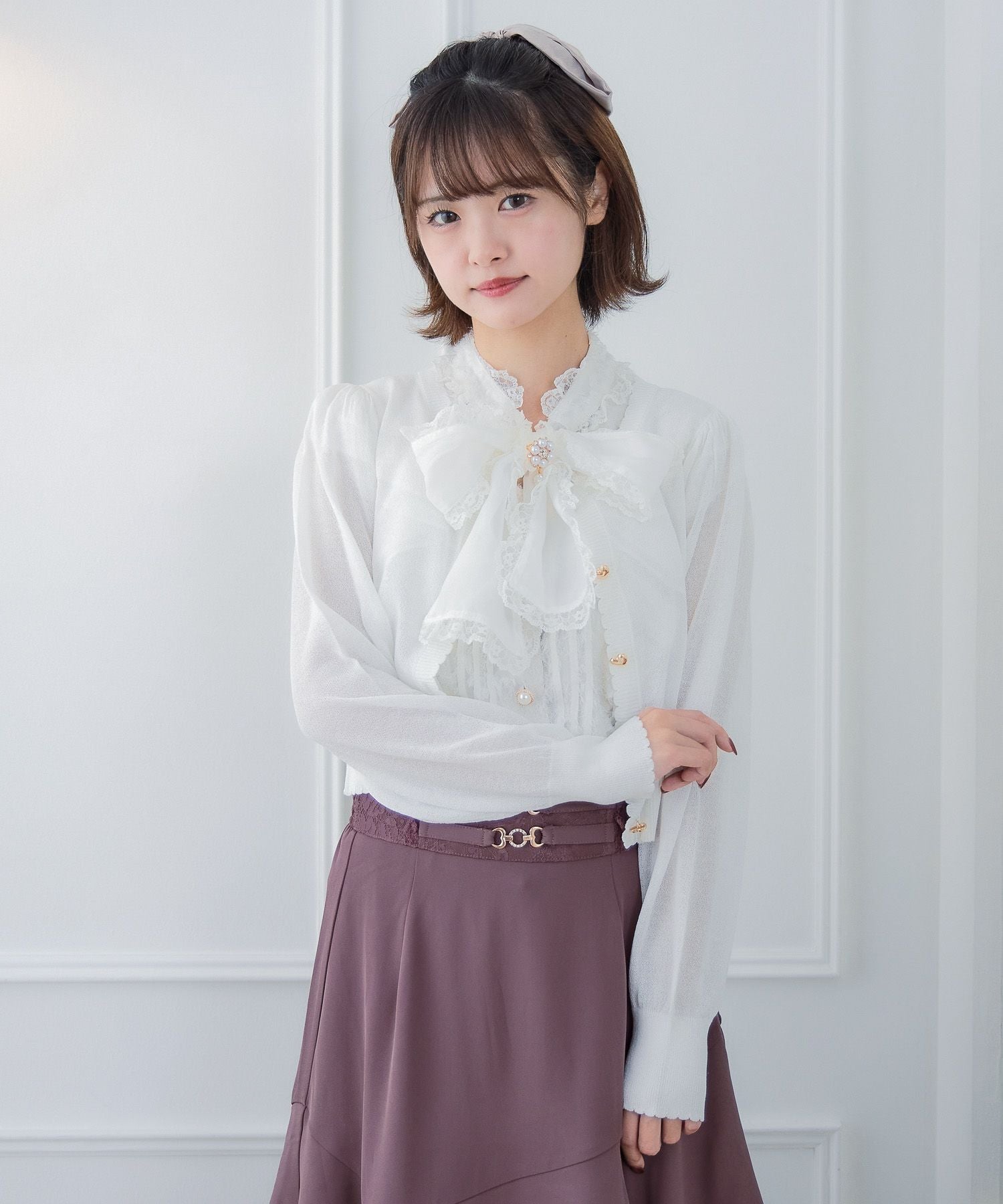 ハート釦シアーニットカーデ | Rlab store