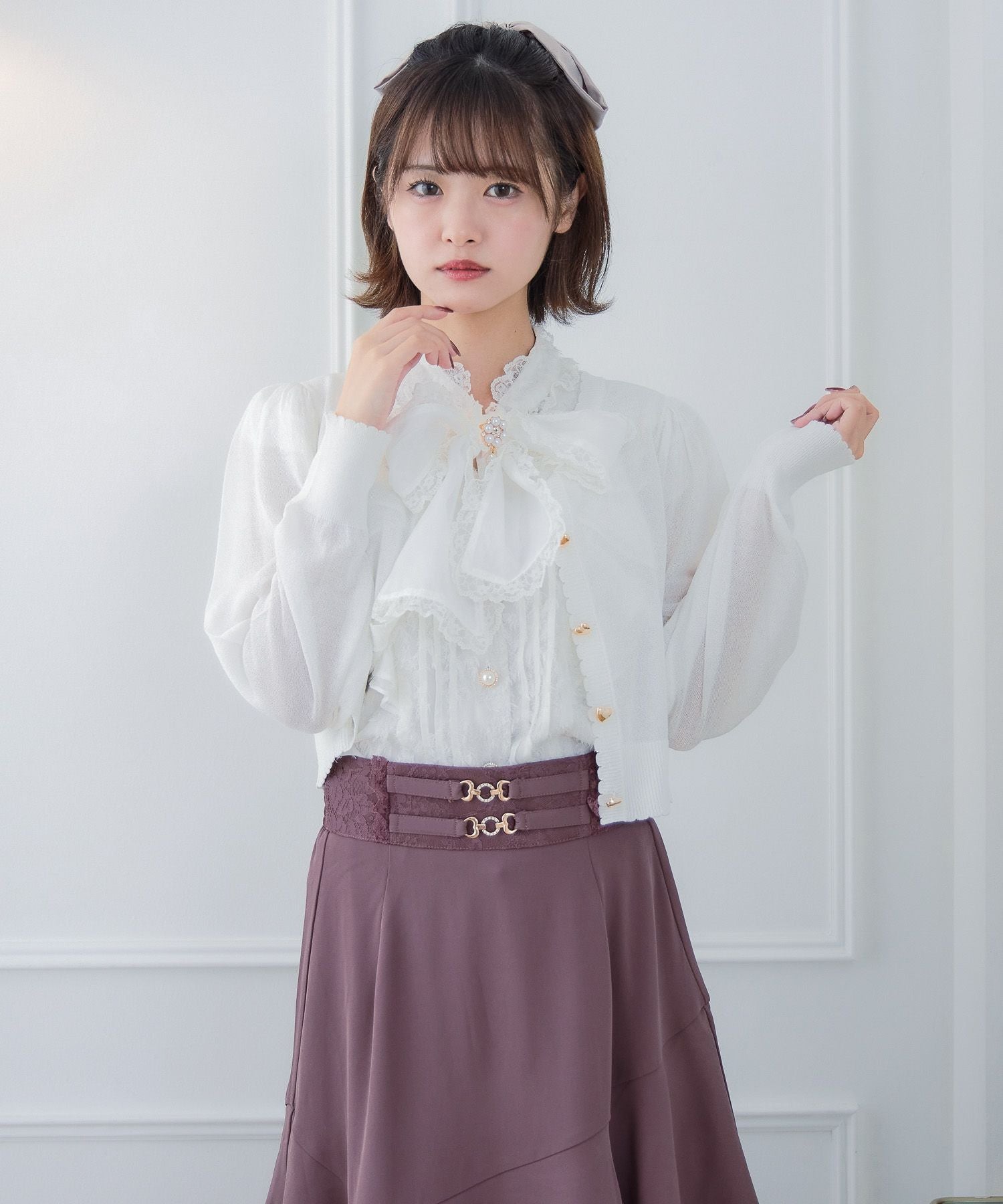 ハート釦シアーニットカーデ | Rlab store