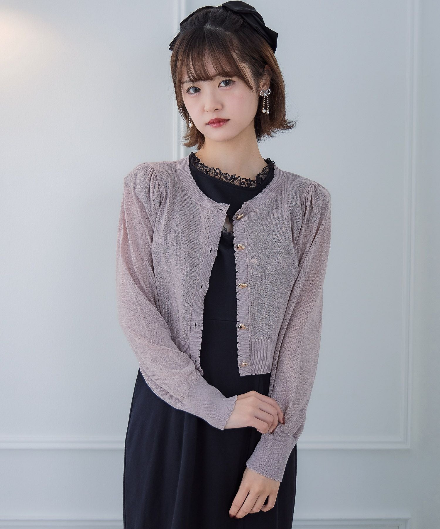 ハート釦シアーニットカーデ | Rlab store