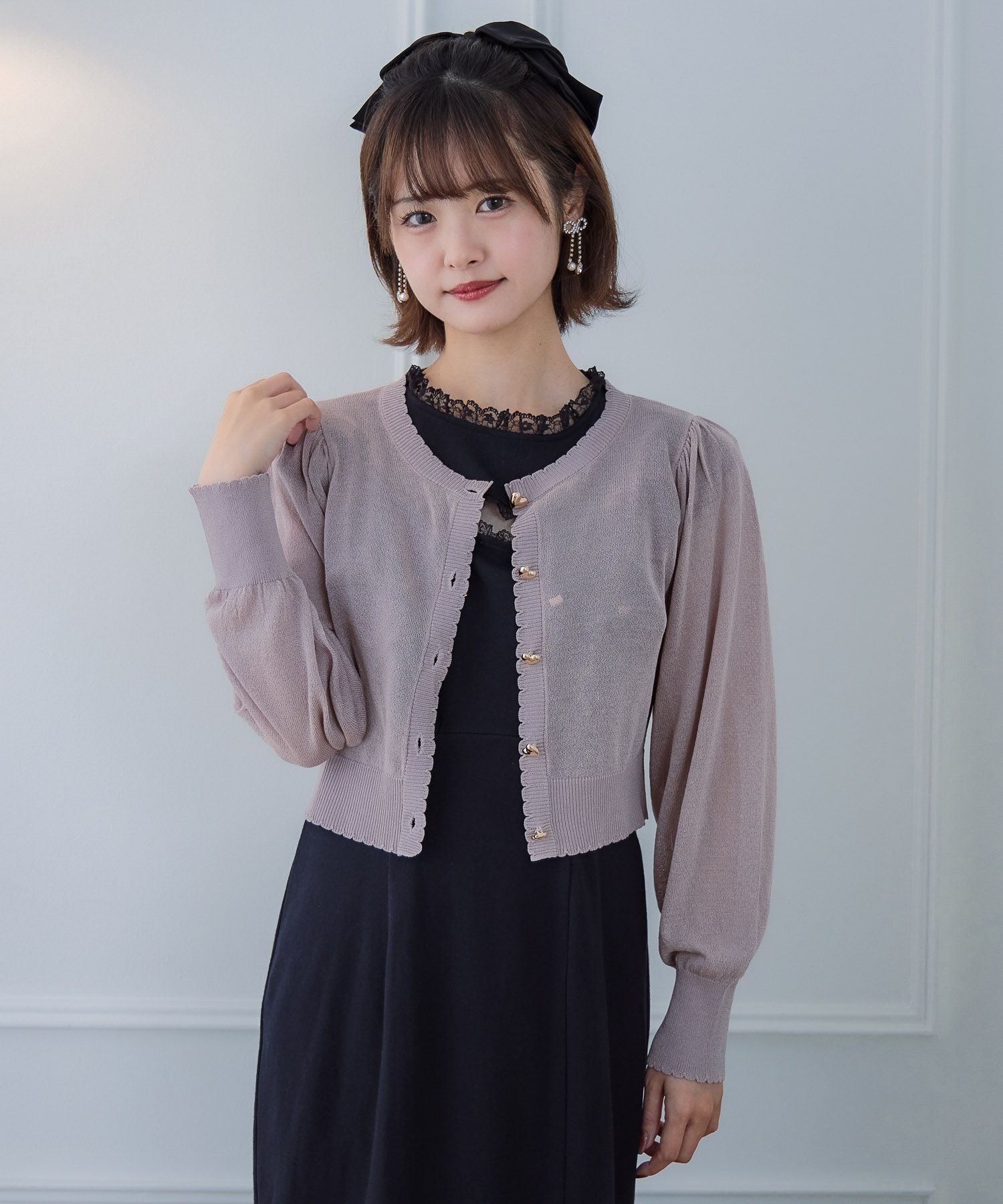 ハート釦シアーニットカーデ | Rlab store