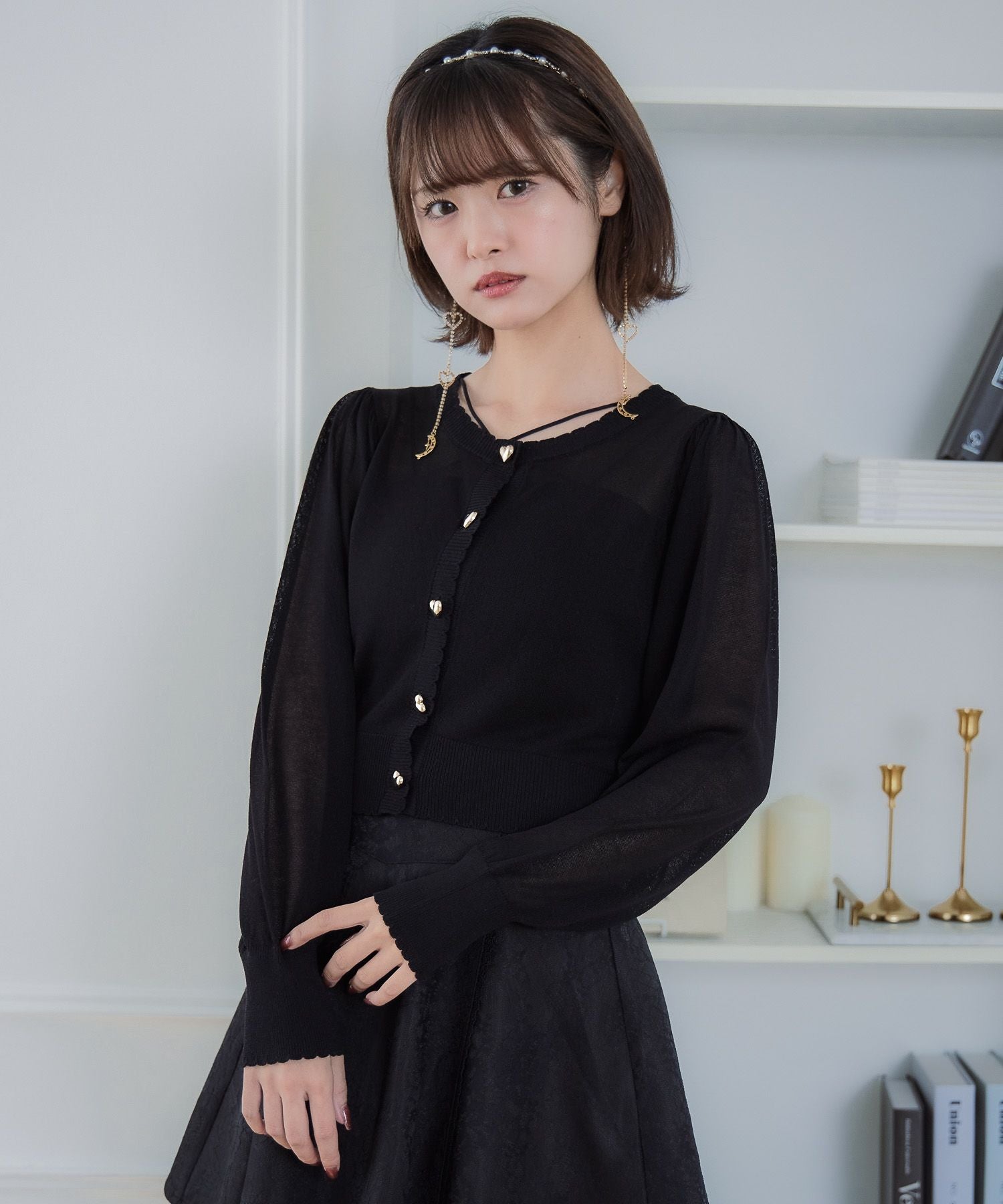 ハート釦シアーニットカーデ | Rlab store