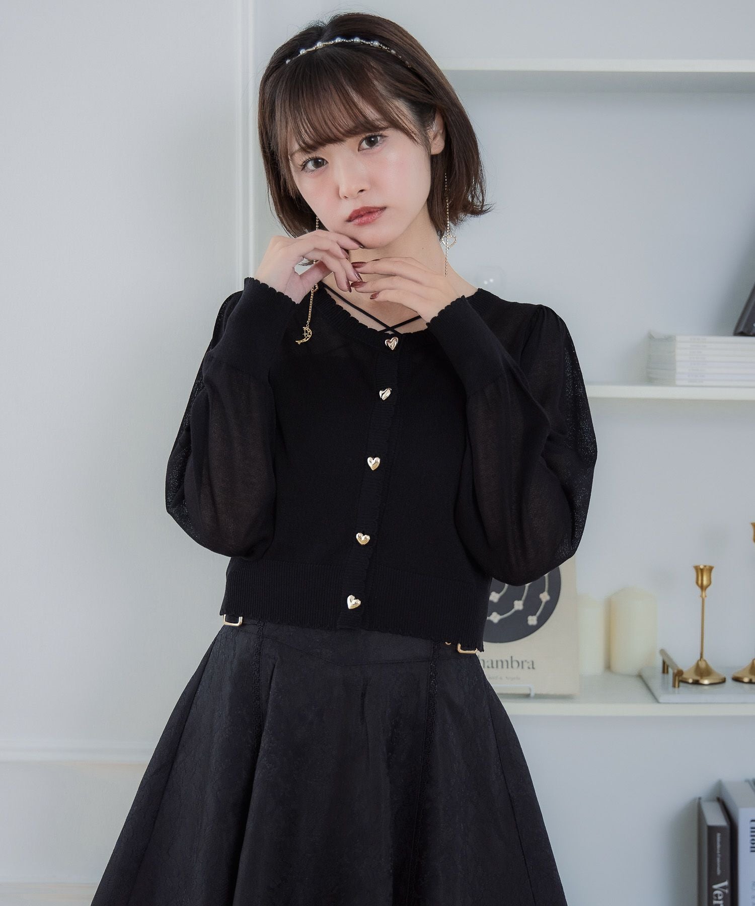ハート釦シアーニットカーデ | Rlab store