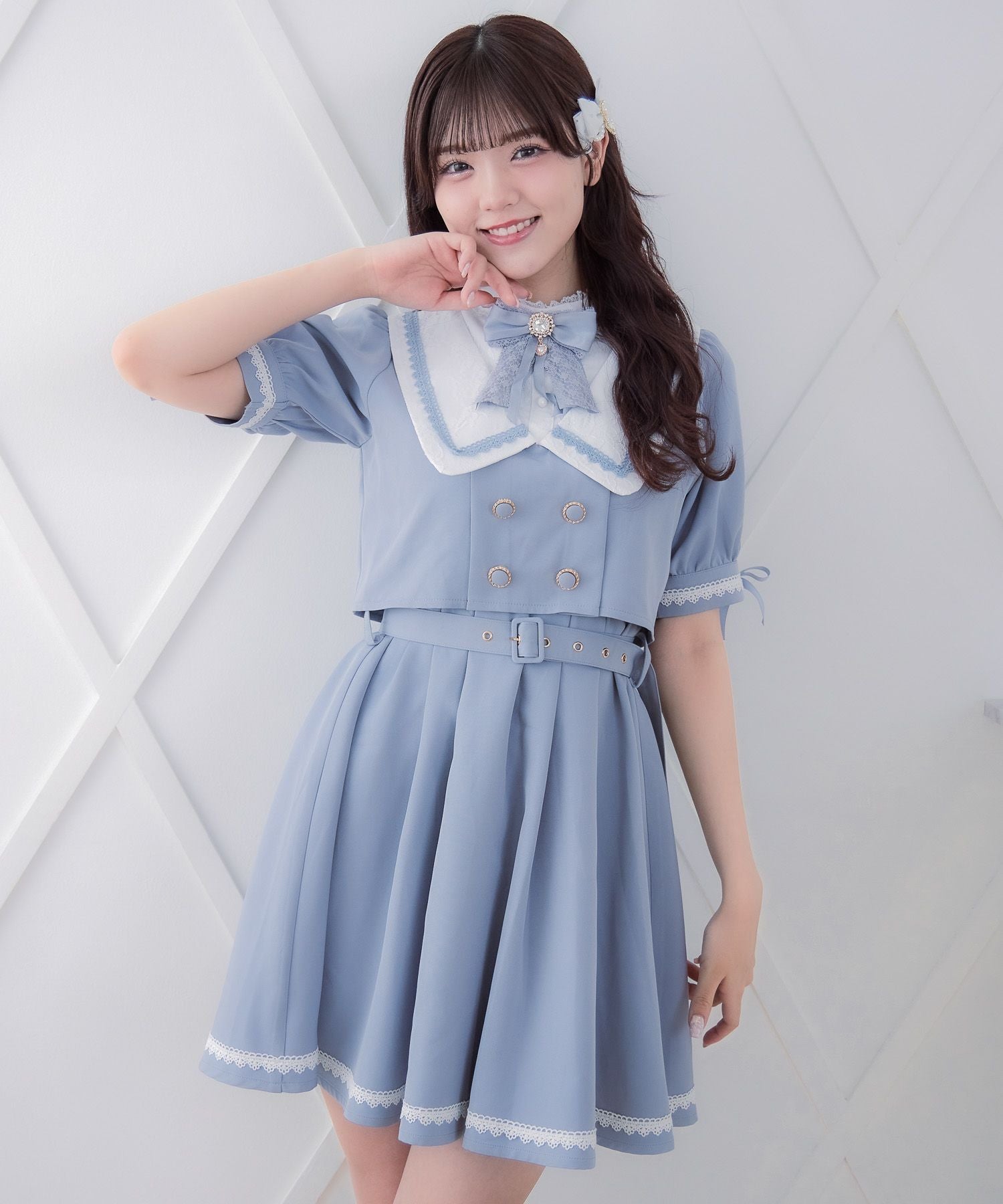最終値下げ ToAlice ロイヤルケープシルエットセーラーワンピース ToAlice】C5512ドットシフォン重ねセーラーワンピース【50％OFF】 - To