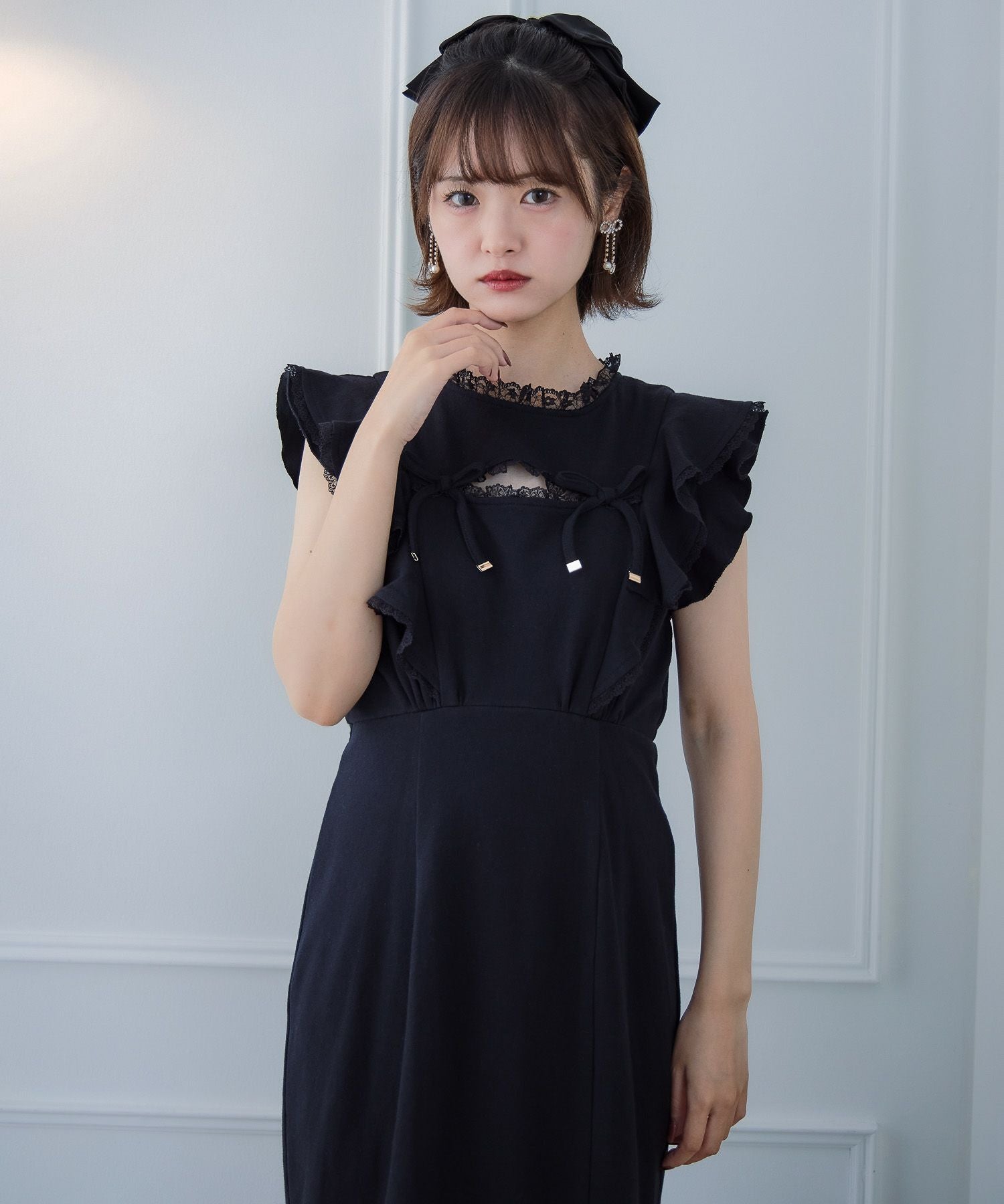肩フリルスウエットロングワンピース | Rlab store