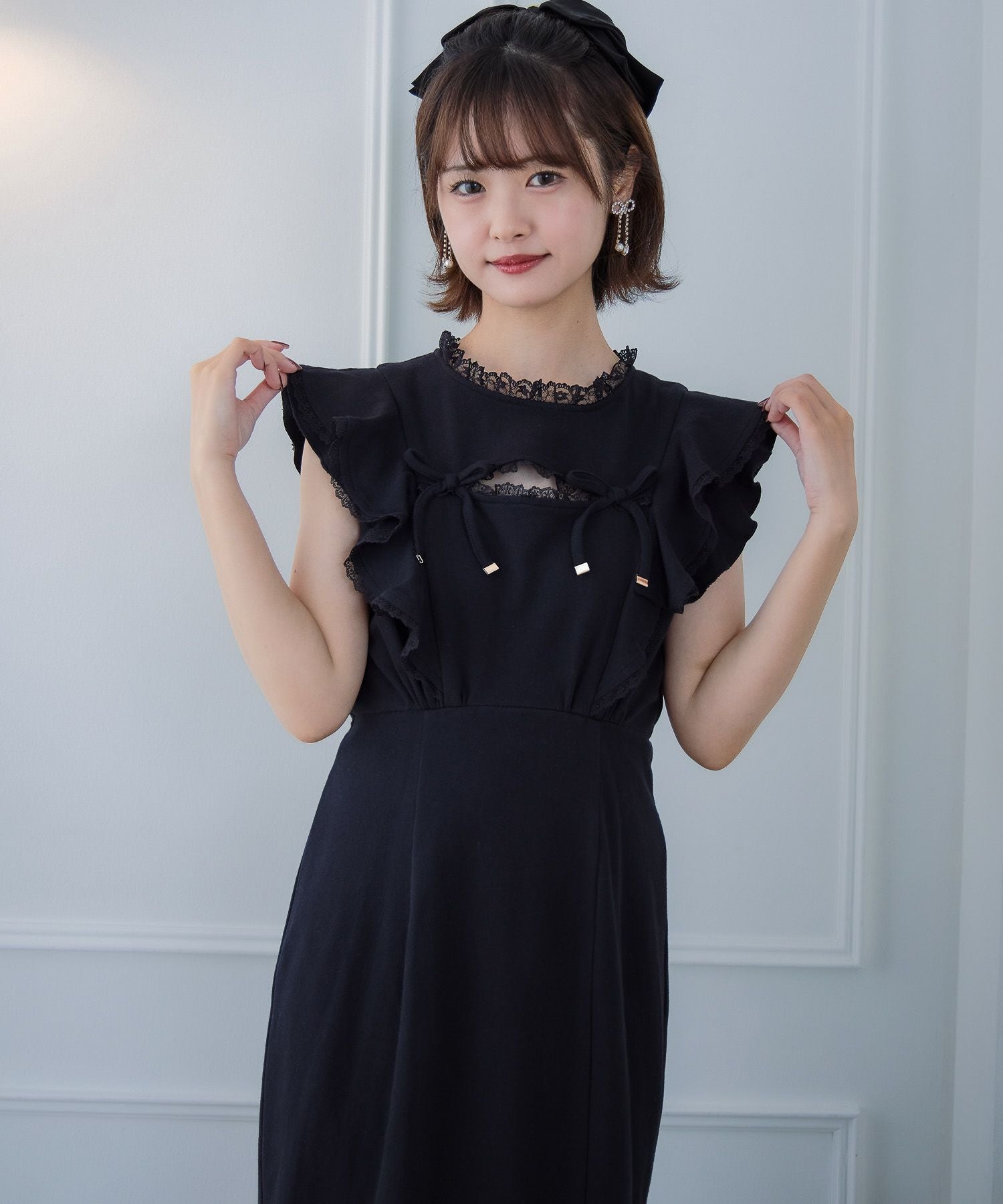 肩フリルスウエットロングワンピース | Rlab store
