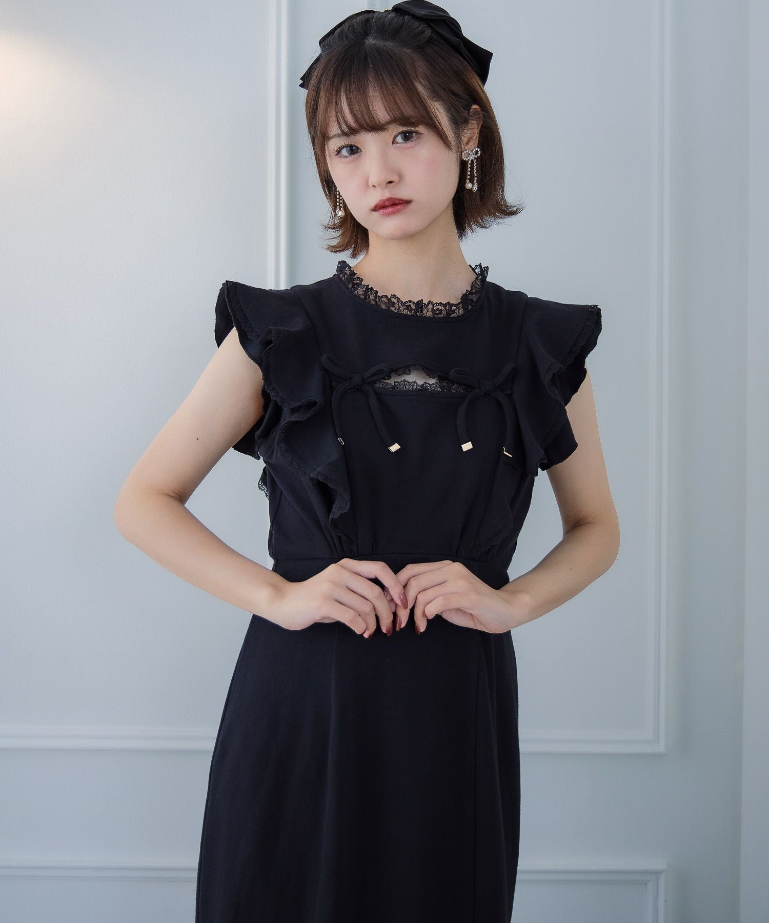 肩フリルスウエットロングワンピース | Rlab store