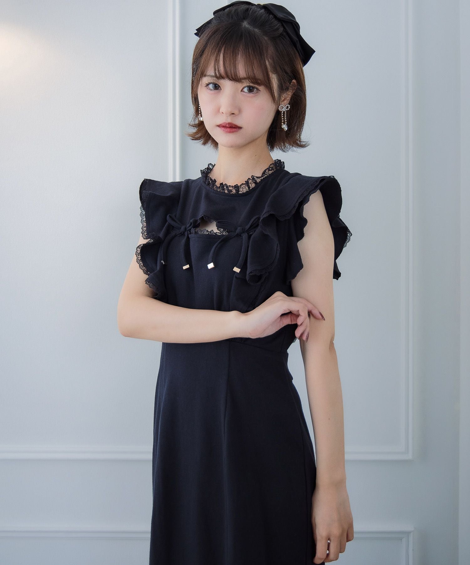 肩フリルスウエットロングワンピース | Rlab store