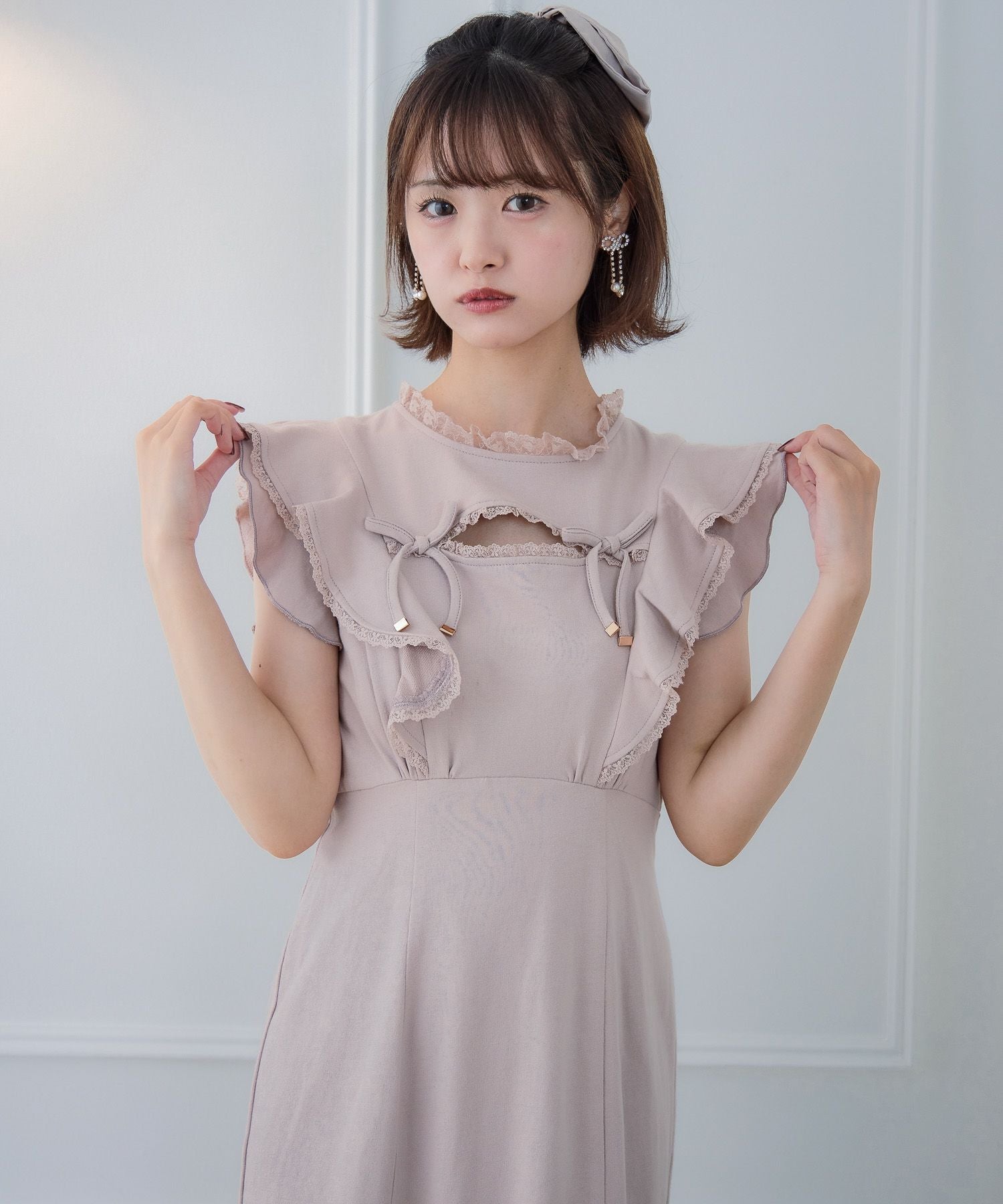 肩フリルスウエットロングワンピース | Rlab store