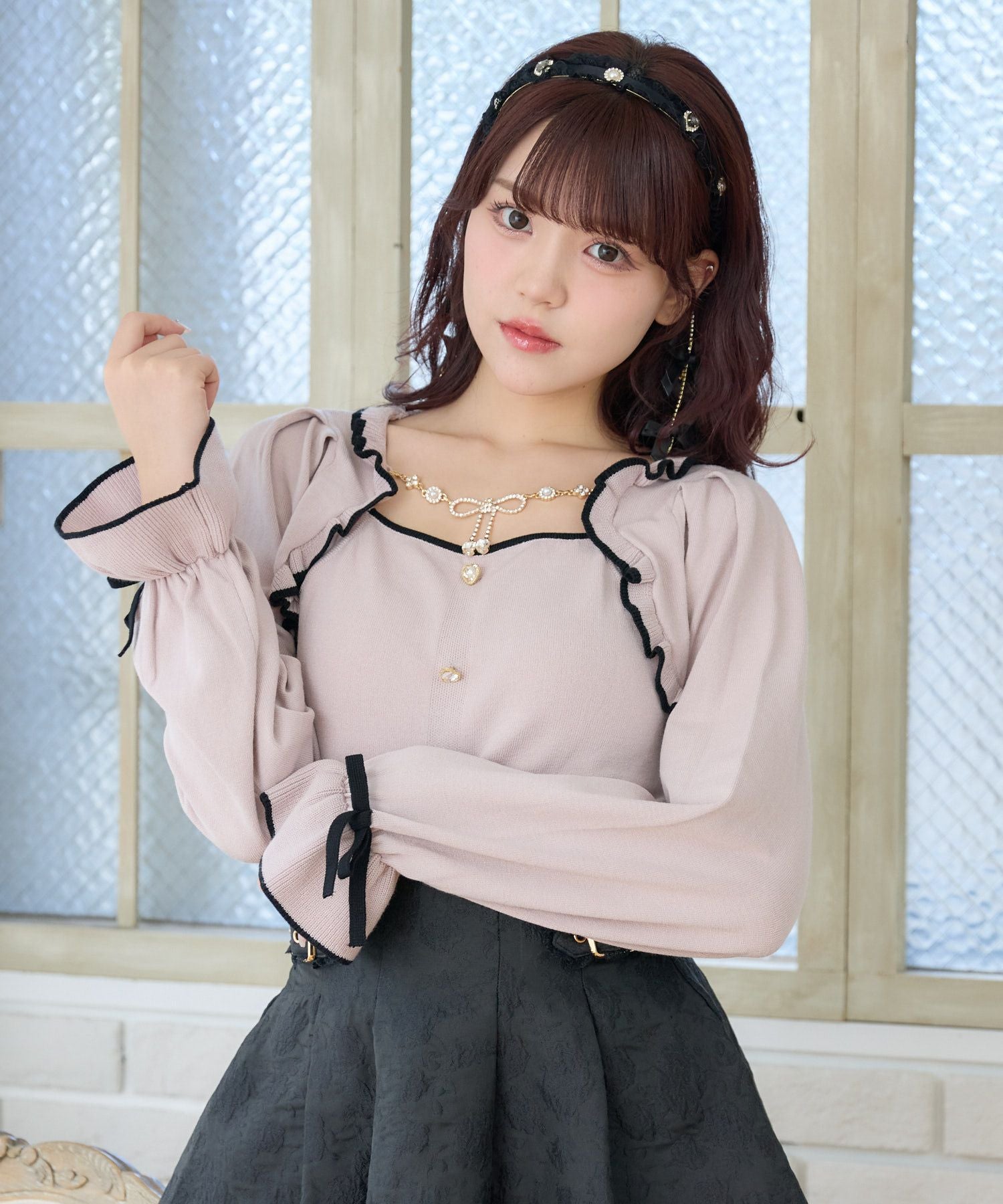リボンチェーン付きボレロドッキングニット | Rlab store