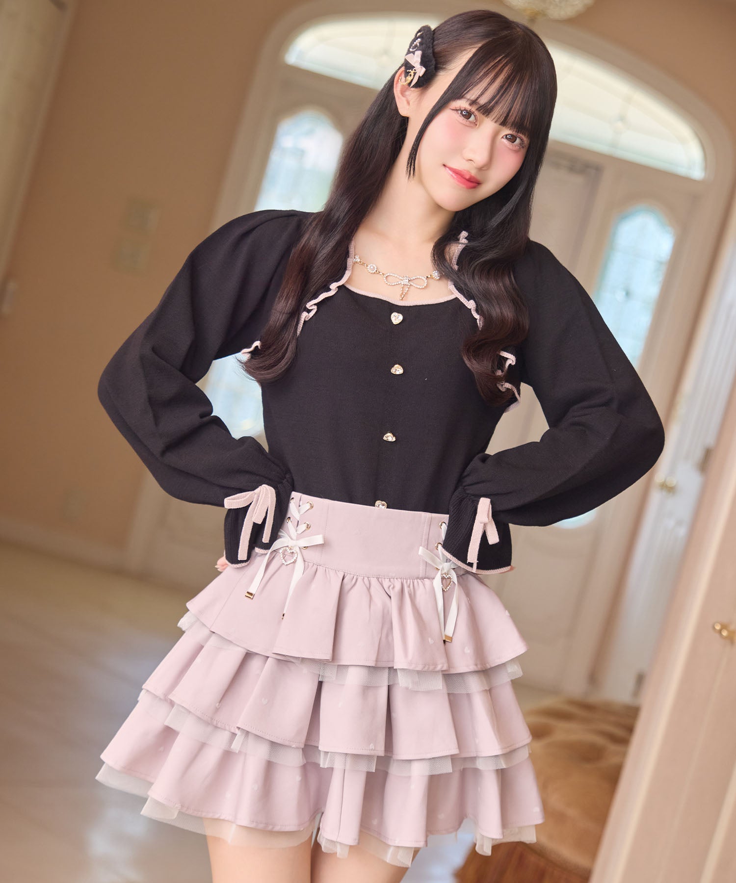 未使用 Yori フロッキー レース ティアード ベスト 定価2万7500円 ハートフロッキーティアードスカート | Rlab store