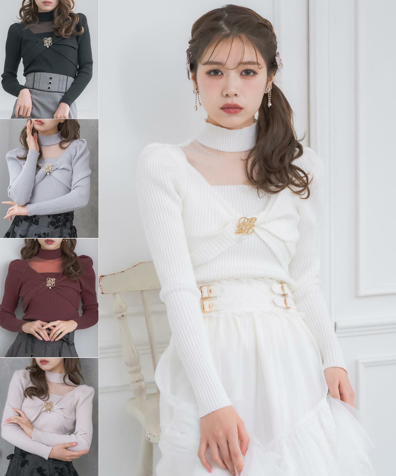 シアーデコルテツイストリボンニット | Rlab store