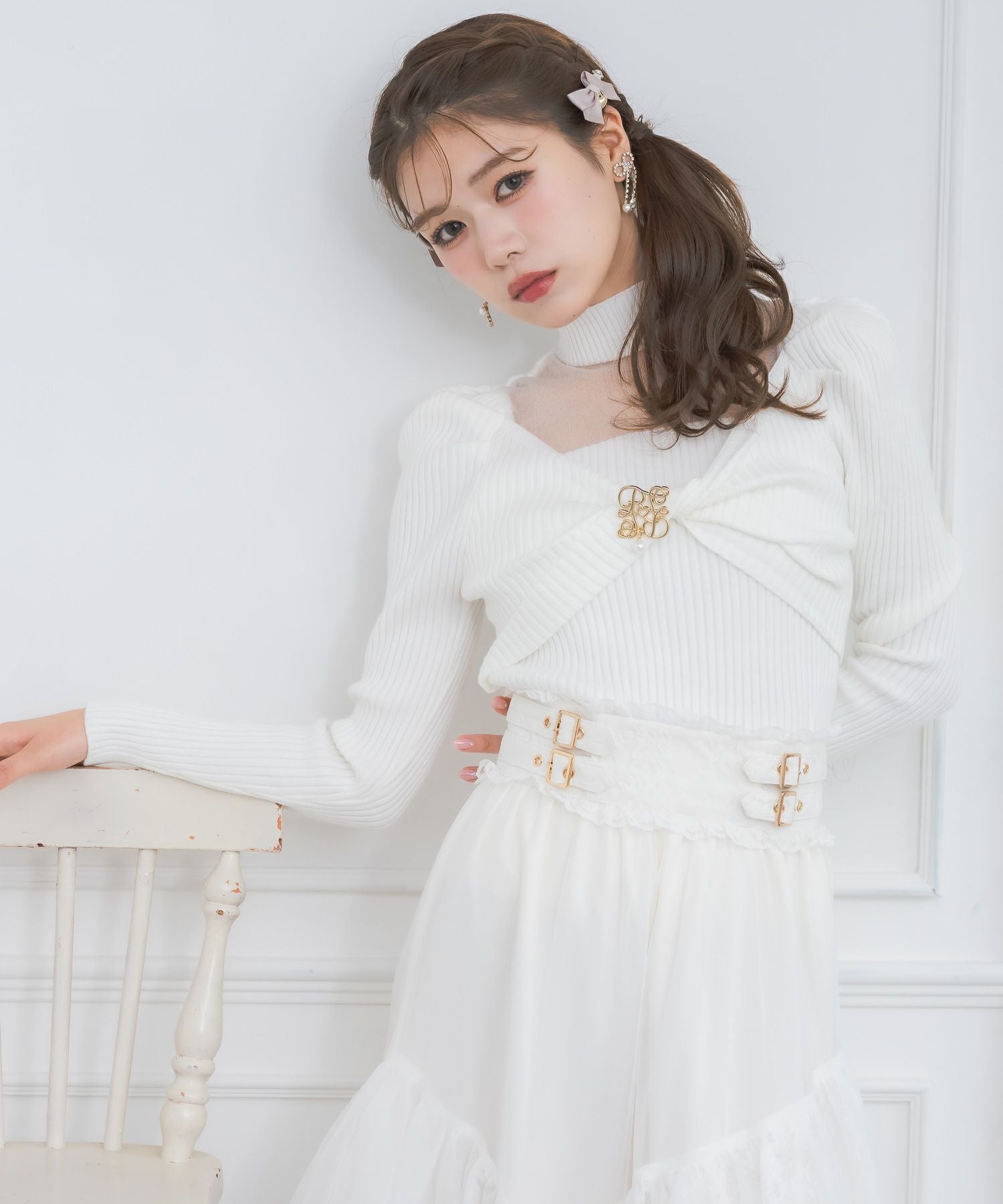 シアーデコルテツイストリボンニット | Rlab store