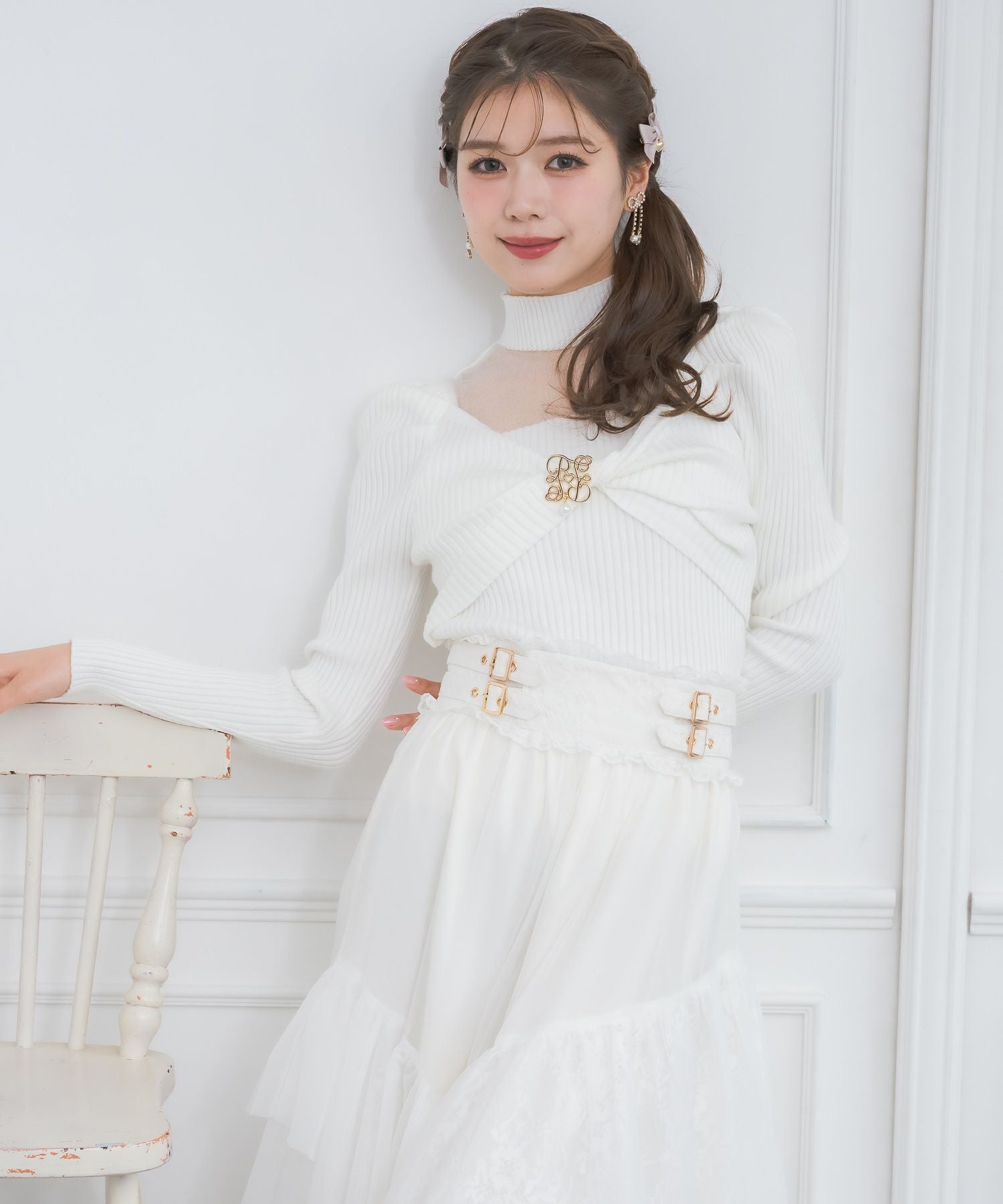 シアーデコルテツイストリボンニット | Rlab store
