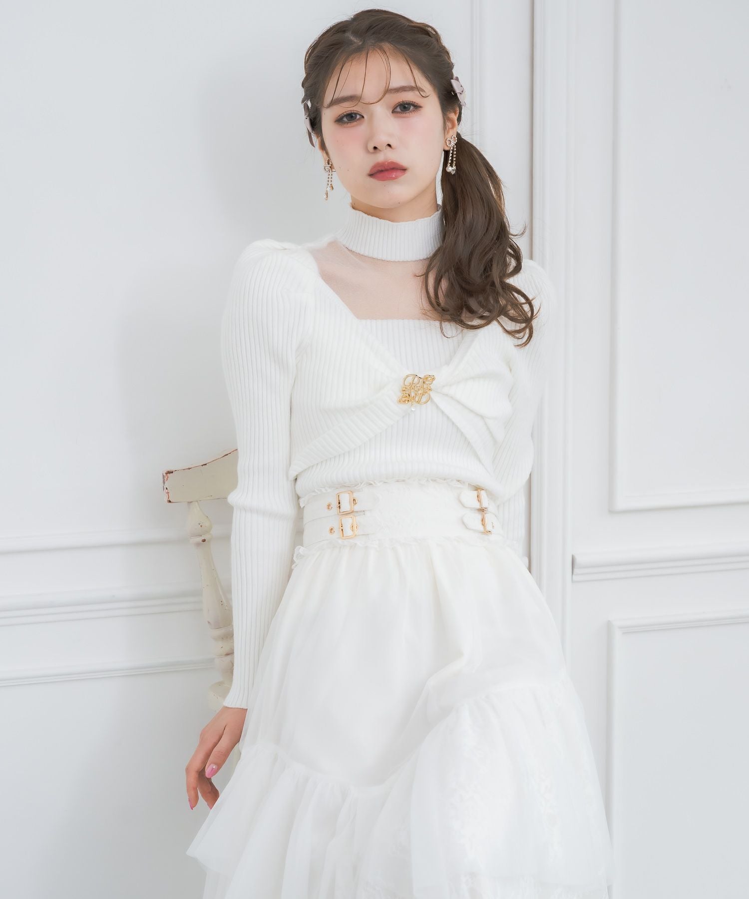 シアーデコルテツイストリボンニット | Rlab store