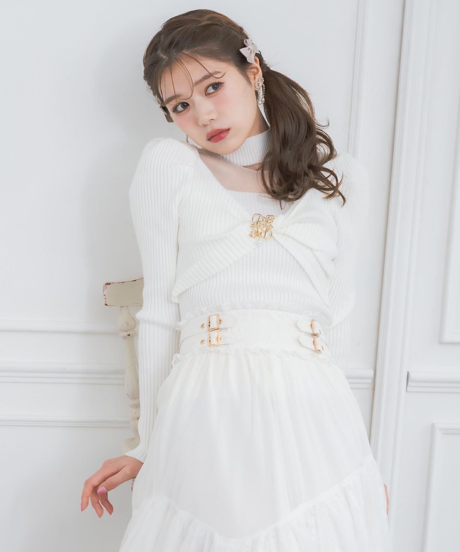 シアーデコルテツイストリボンニット | Rlab store