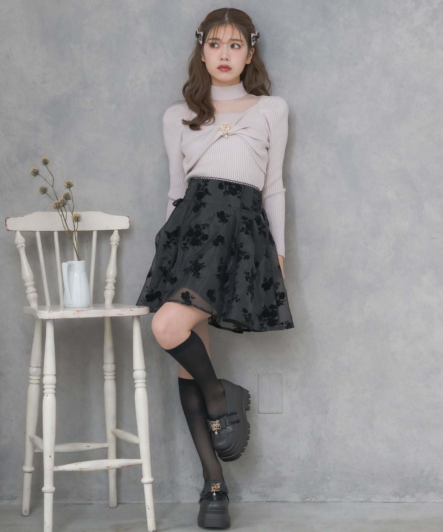 フロッキーフラワーミニスカート | Rlab store