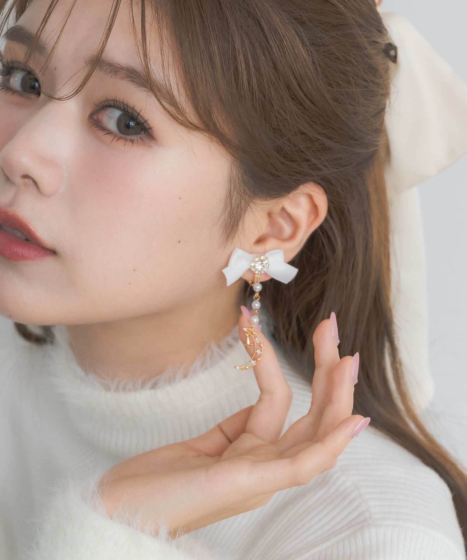 ムーンチェーンリボンイヤリング | Rlab store