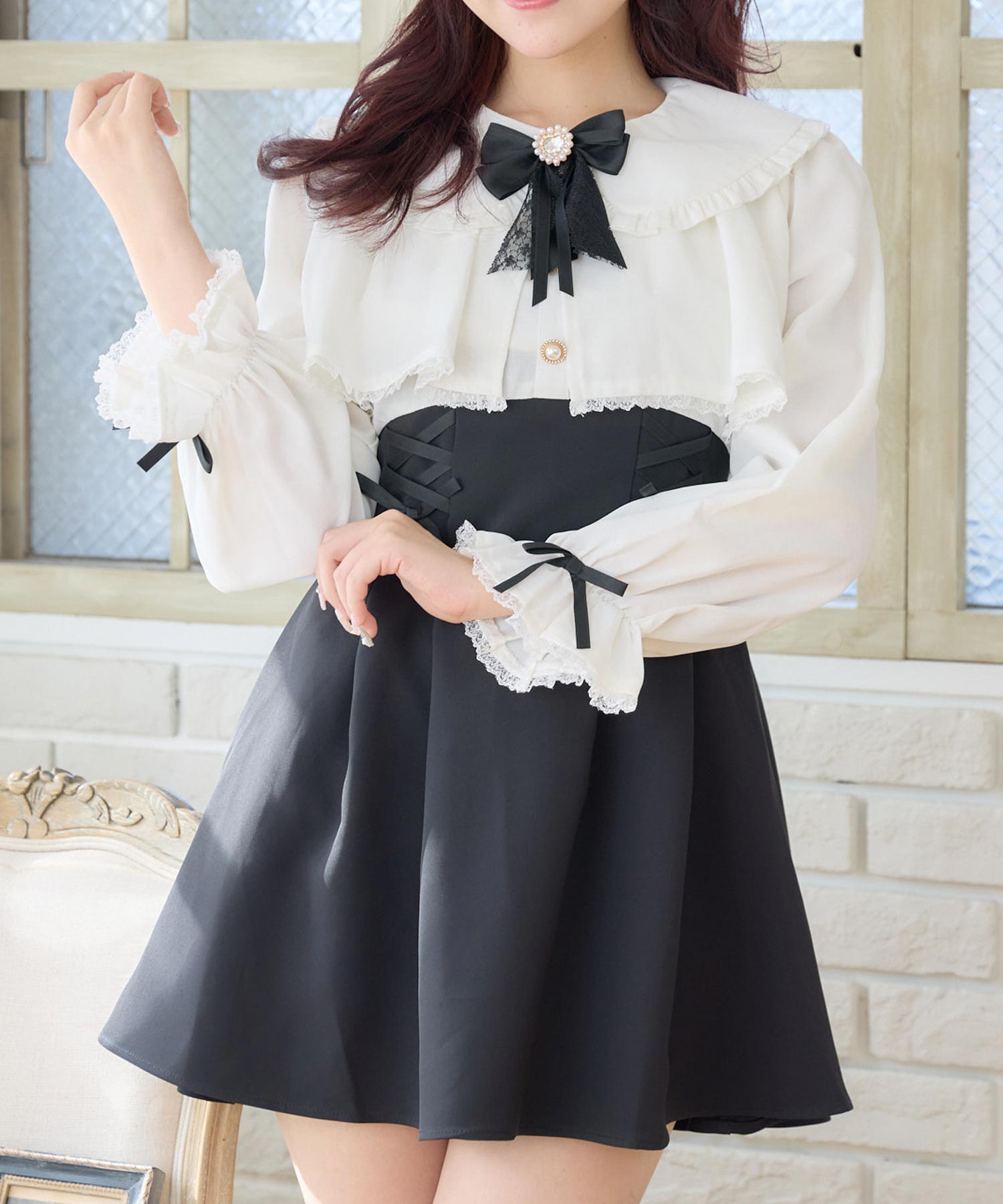 フリルデザインドッキングワンピース | Rlab store