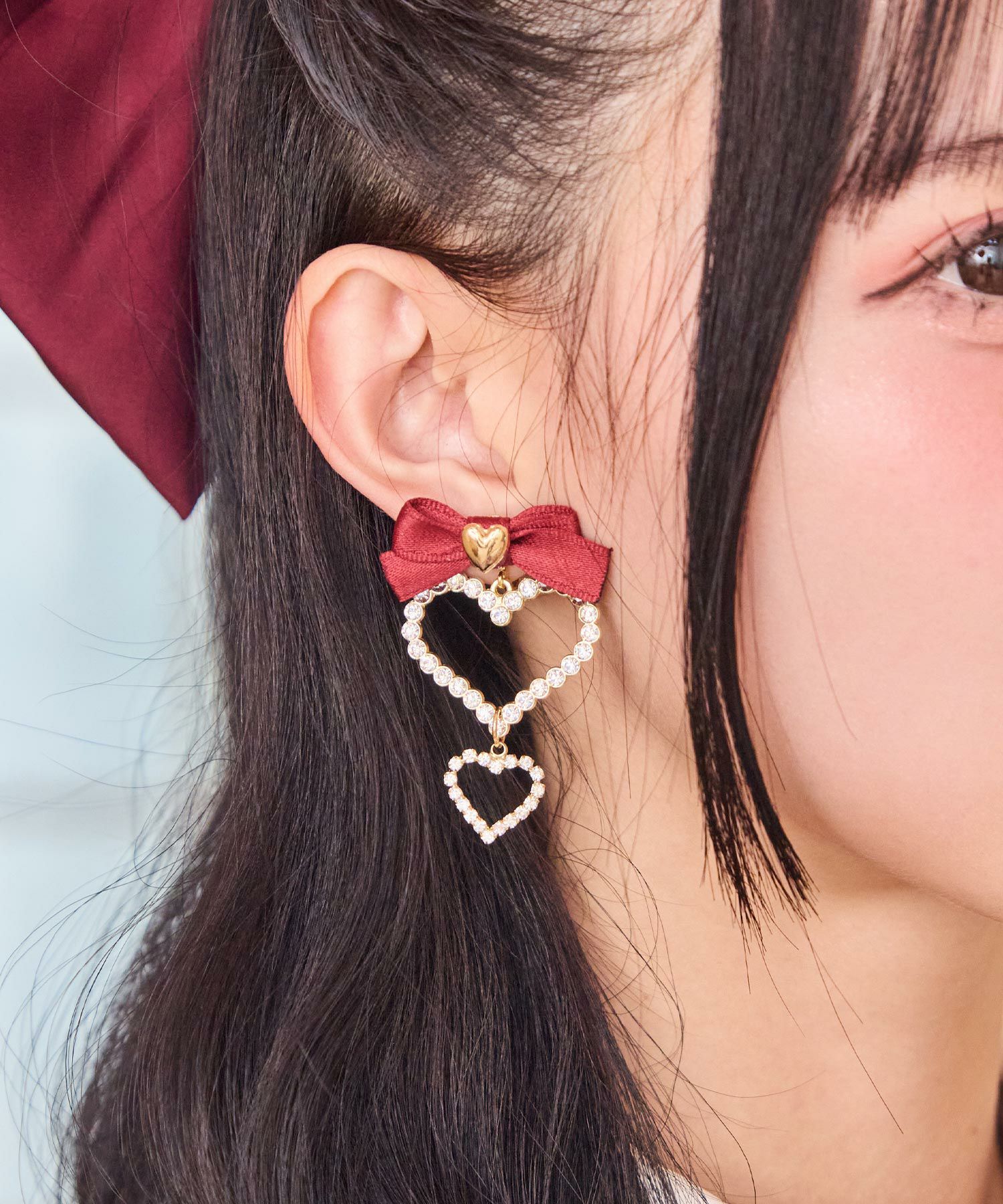 ビジューリボンファーイヤリング | Rlab store