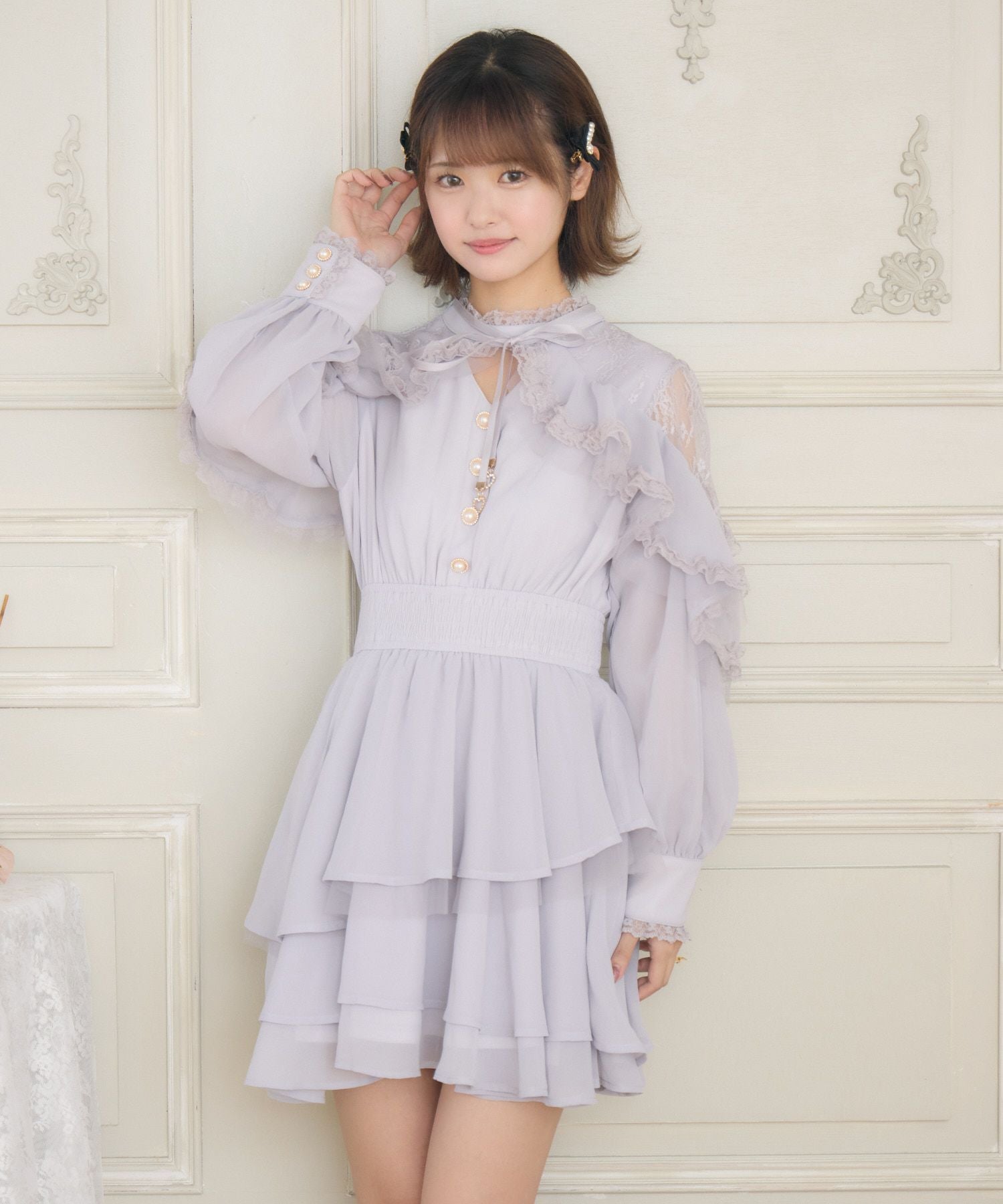 ラッフルティアードフレアミニワンピース | Rlab store