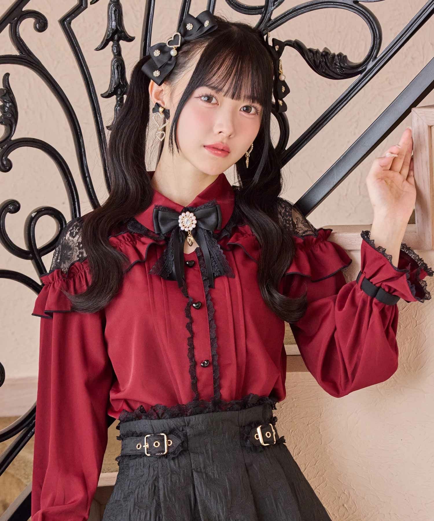 肩レーシーフリル切替ブラウス | Rlab store