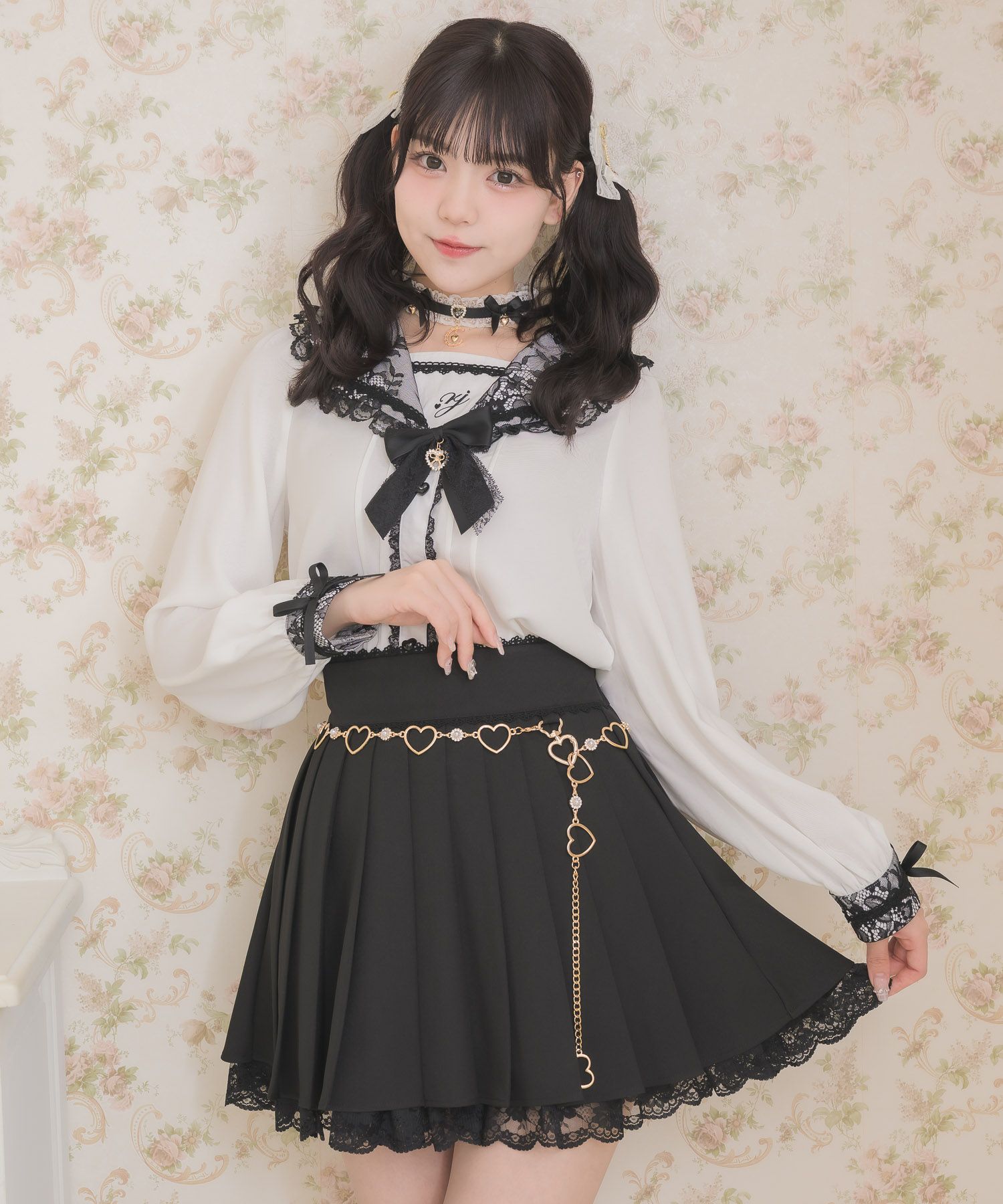 チェーン付きプリーツデザインスカート | Rlab store