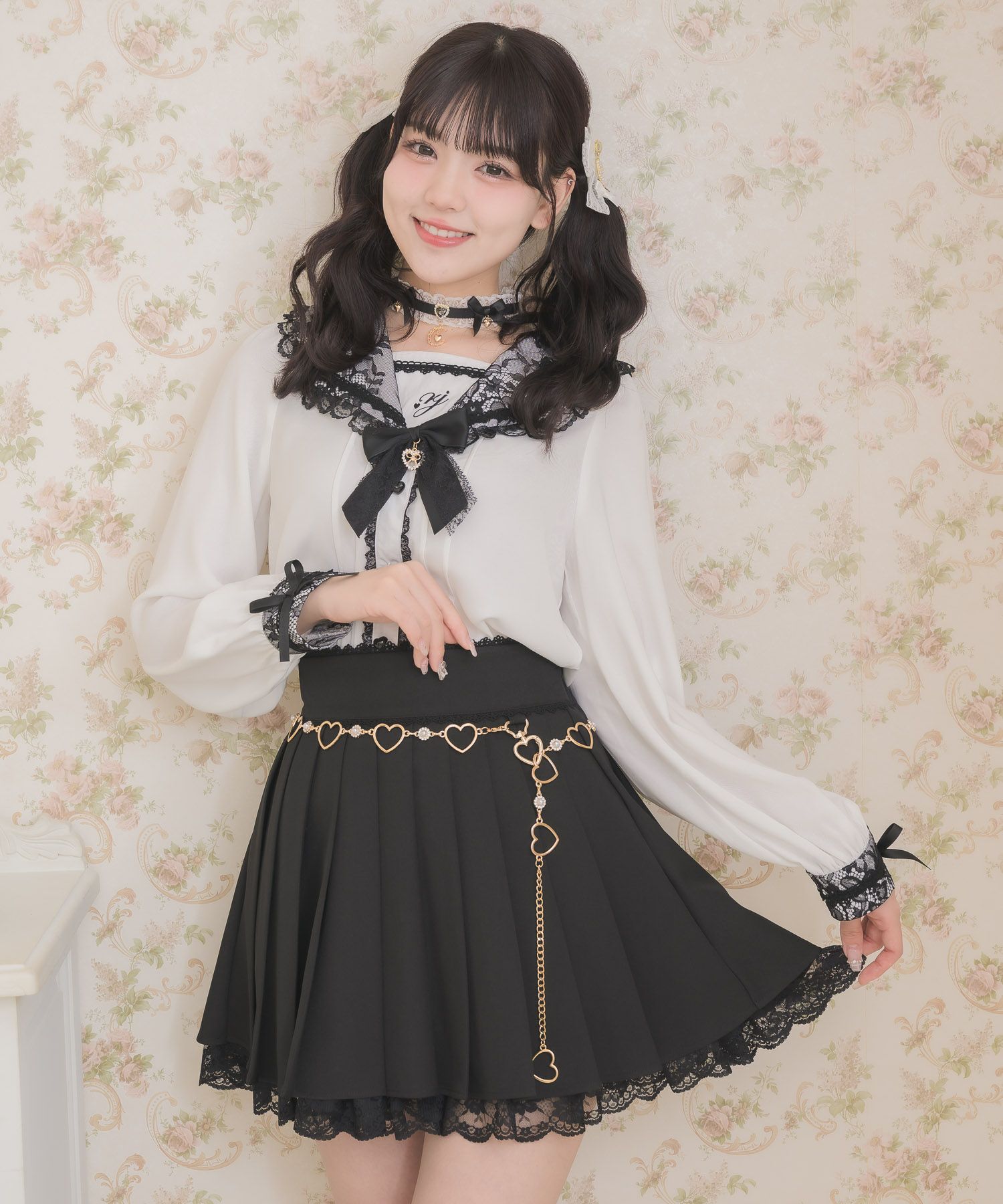 チェーン付きプリーツデザインスカート | Rlab store